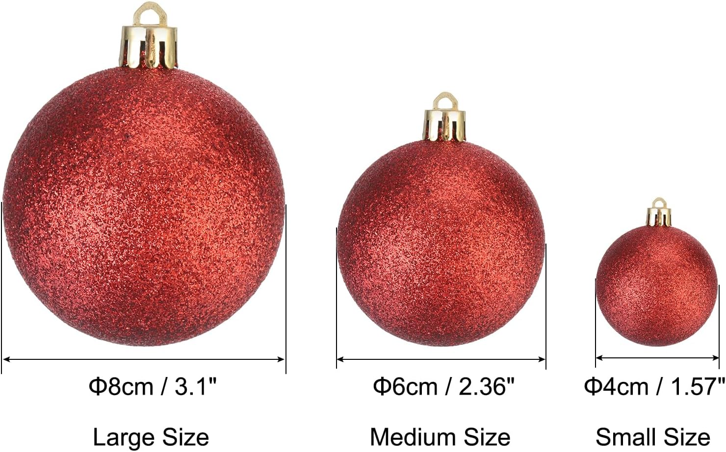 MECCANIXITY 36Pcs Red Christmas Tree Balls Decorations