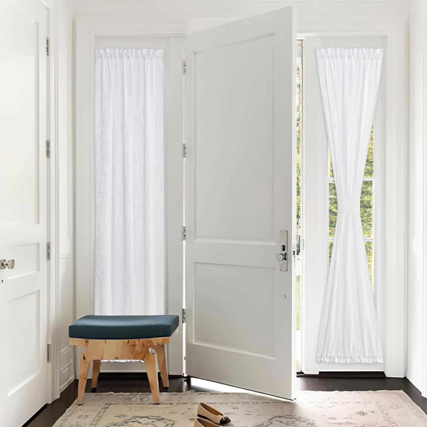 Pony Dance White Linen Door Curtain Panel 80 Inch