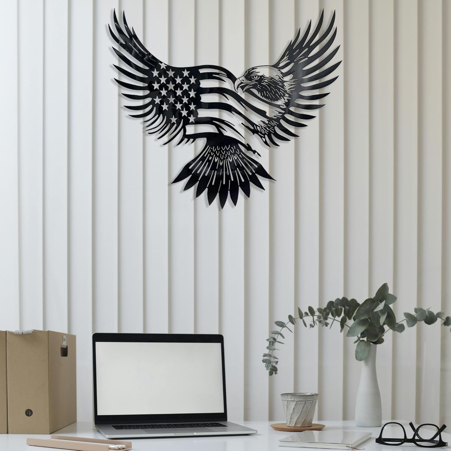 Patriotic Bald Eagle American Flag Metal Wall Art