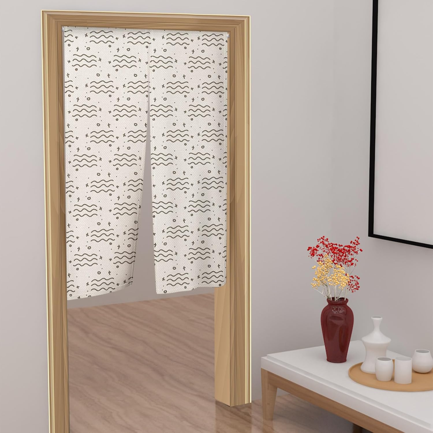 Japanese Noren Door Curtain with Simple Drawings