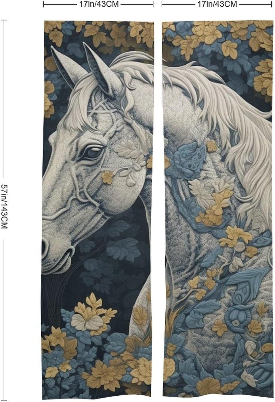 Yellow Horse Noren Door Curtain 34x57 Inches