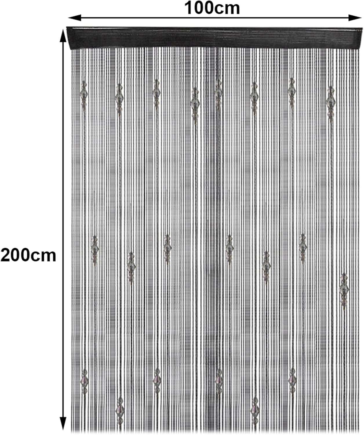 Greenwish Black Beads Curtain with Tassels