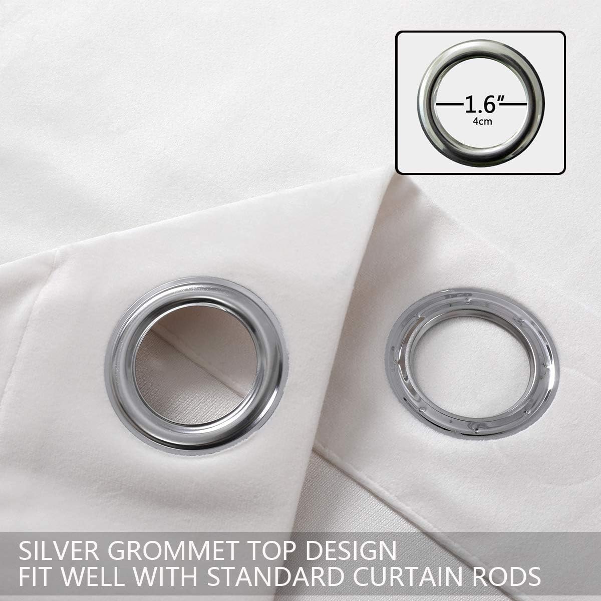 SPXTEX Cream Velvet Curtains 84 Inch Long Set of 2 Grommet Top Panels