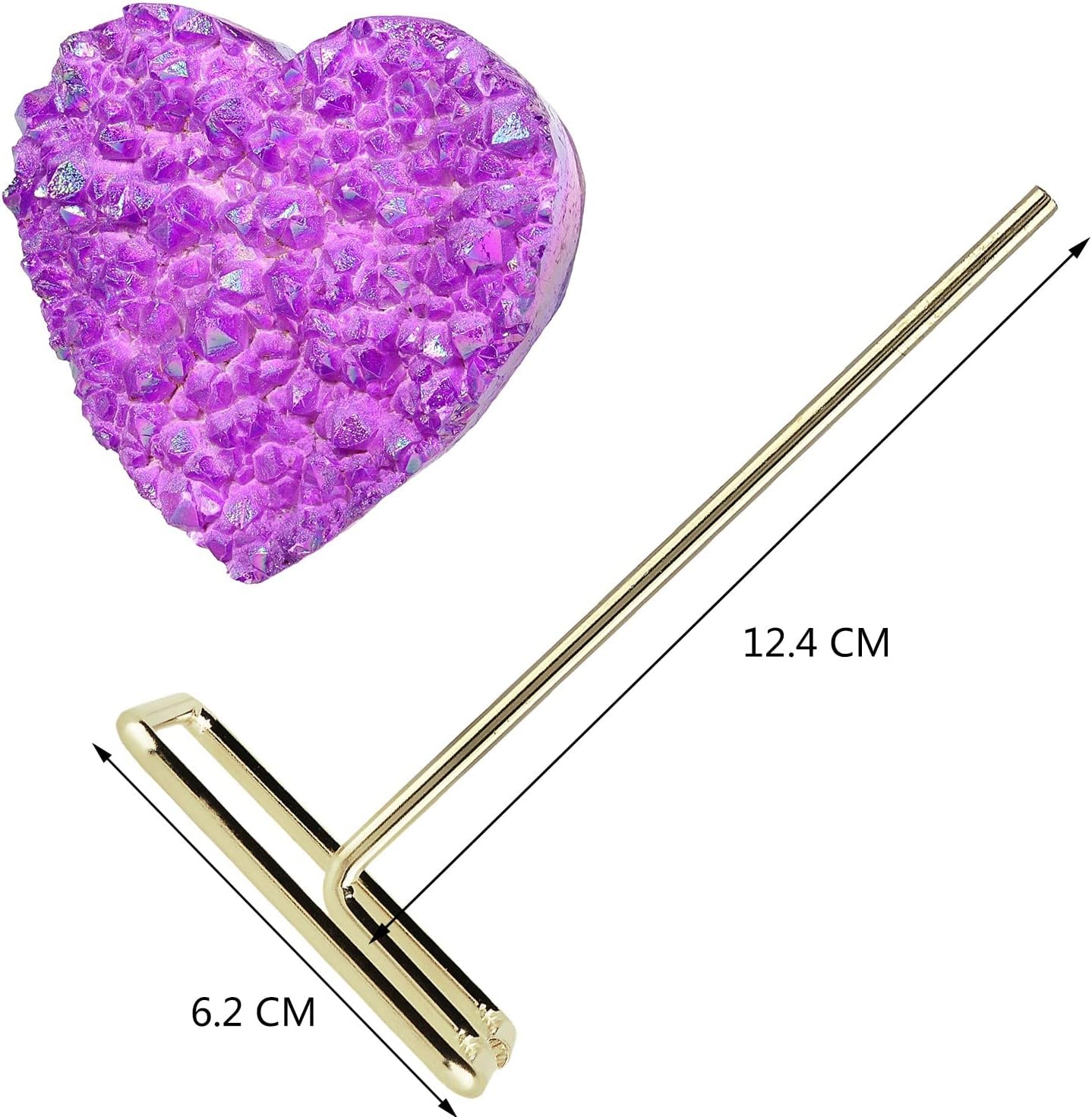 Amogeeli Heart Shaped Rock Crystal Cluster with Stand Purple