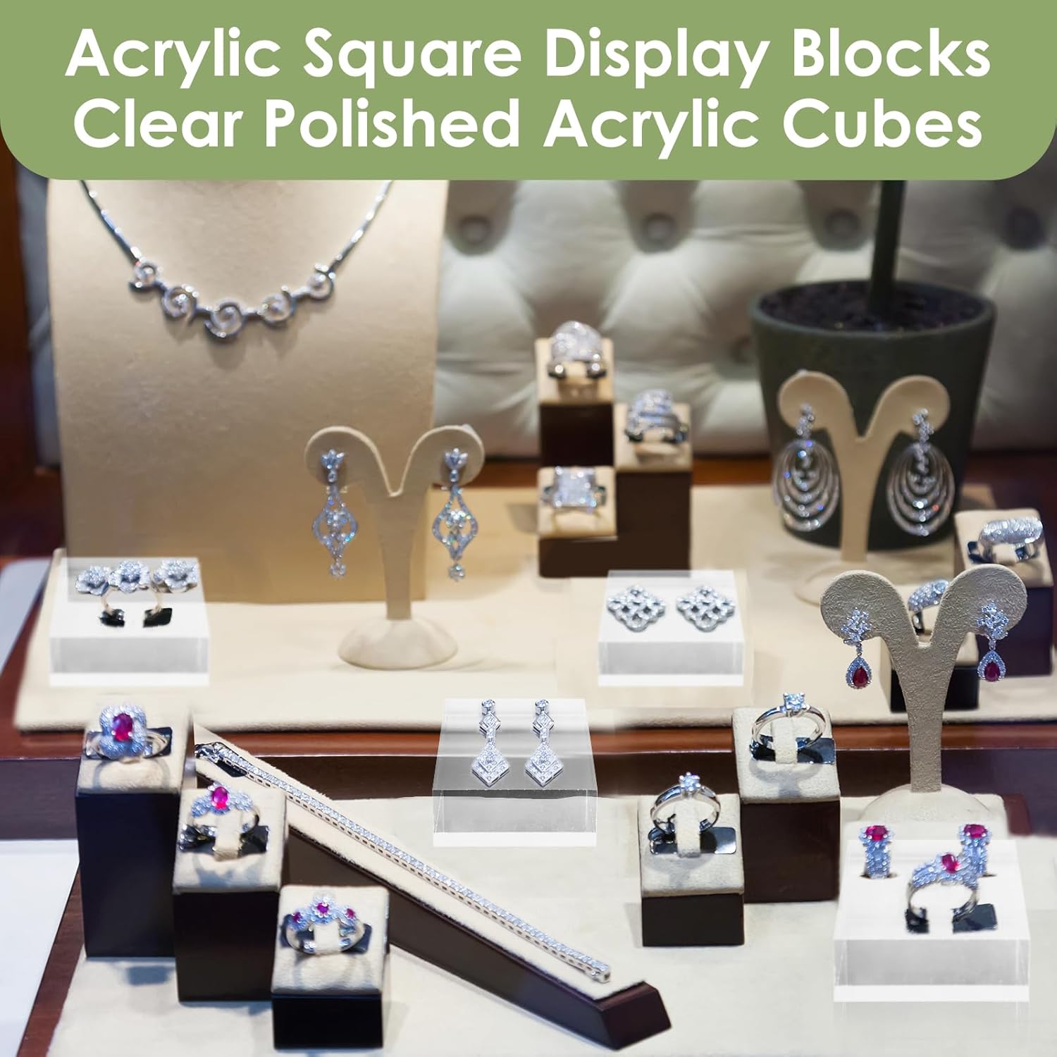 Remerry 4 Piece 3x3x2 Acrylic Cube Display Stand