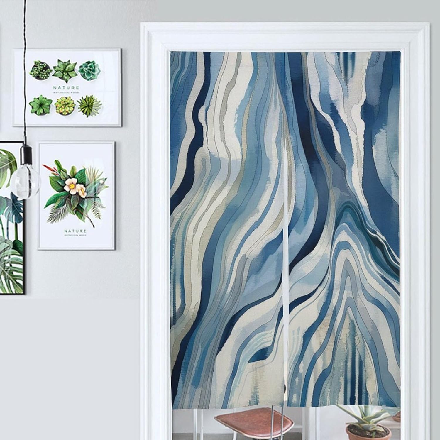 Japanese Noren Marble Texture Door Curtain 34x57 Inch