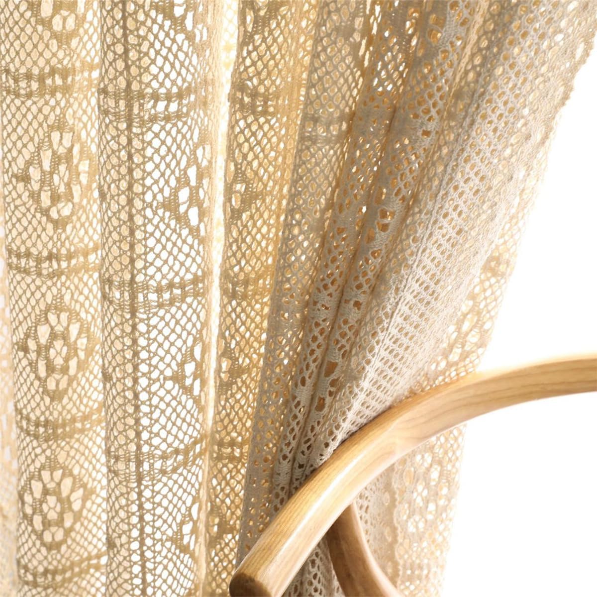 Boho Cotton Crochet Curtain Panel for Living Room