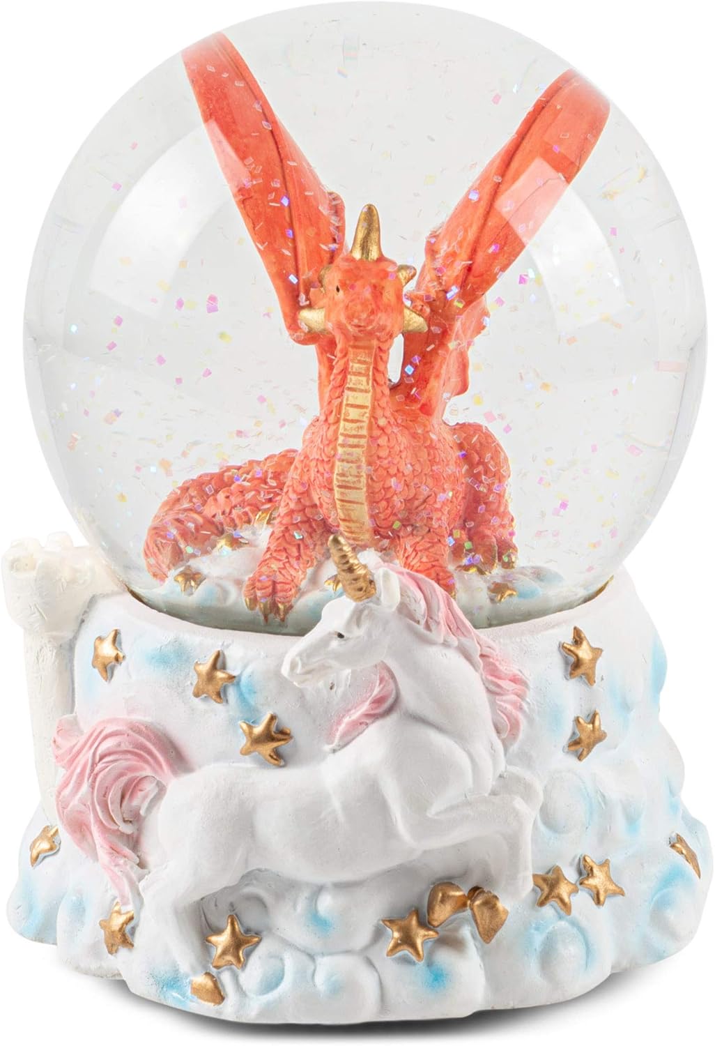 Elanze Designs Red Dragon Unicorn Musical Snow Globe 100MM