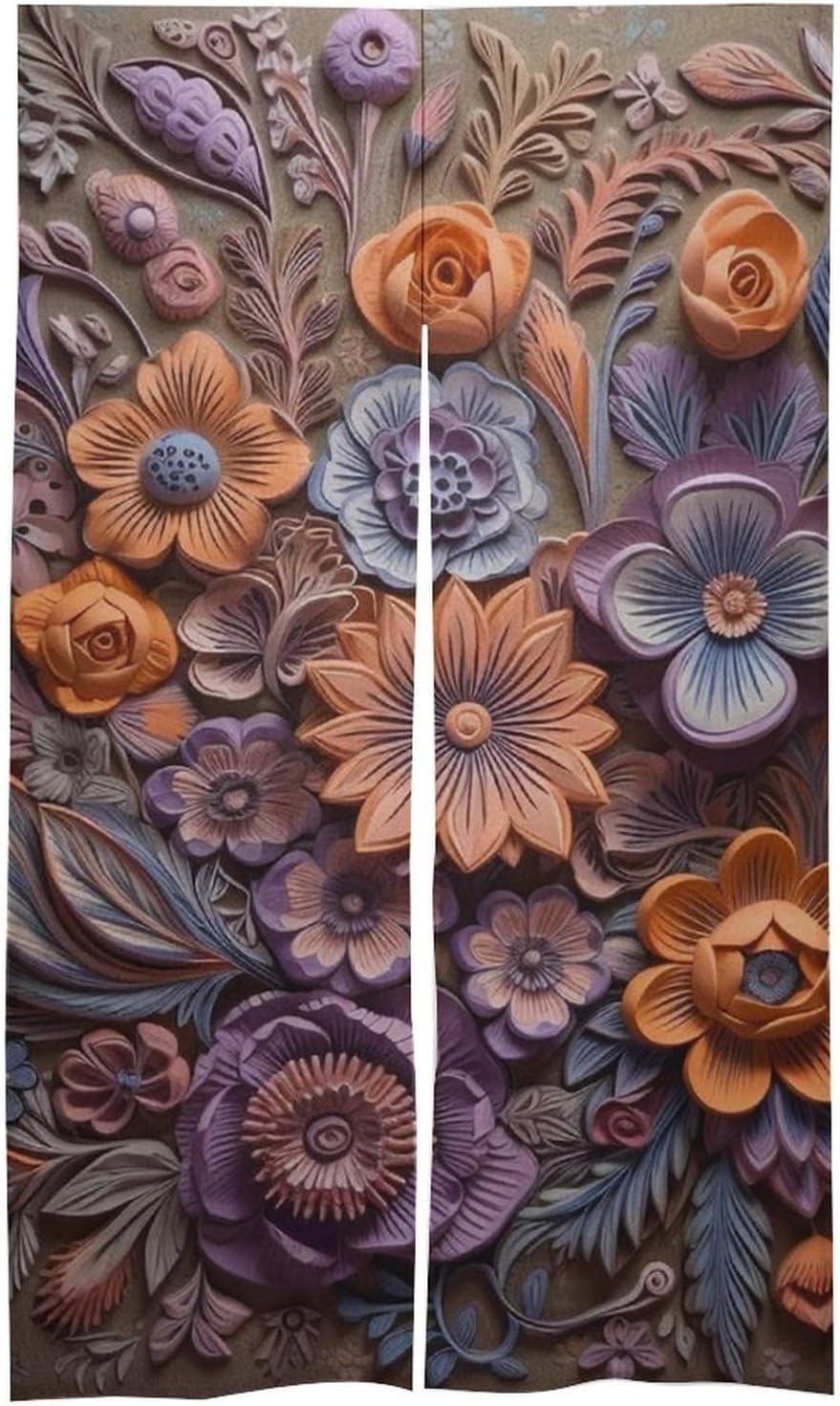 Japanese Noren Relief Flower Door Curtain 34x57