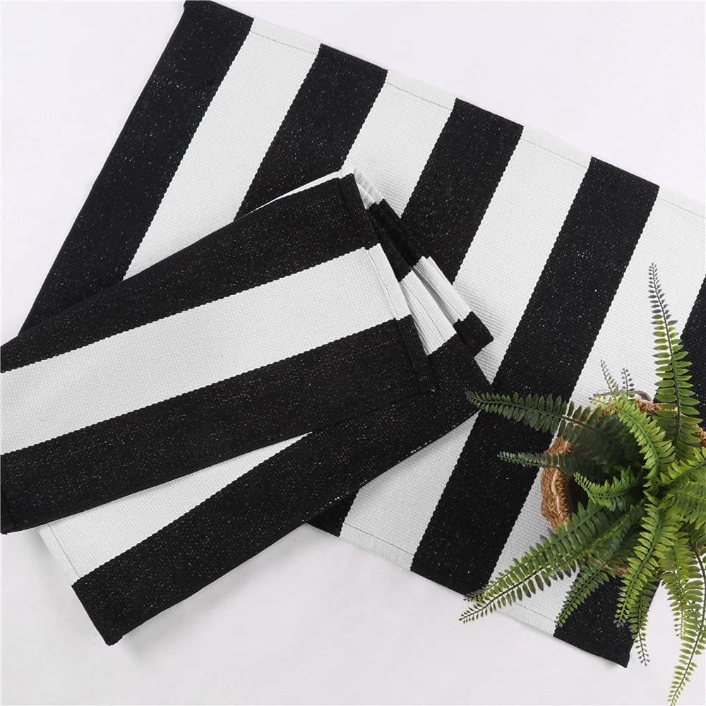 Seavish Black and White Striped Rug 236 x 354 Inch