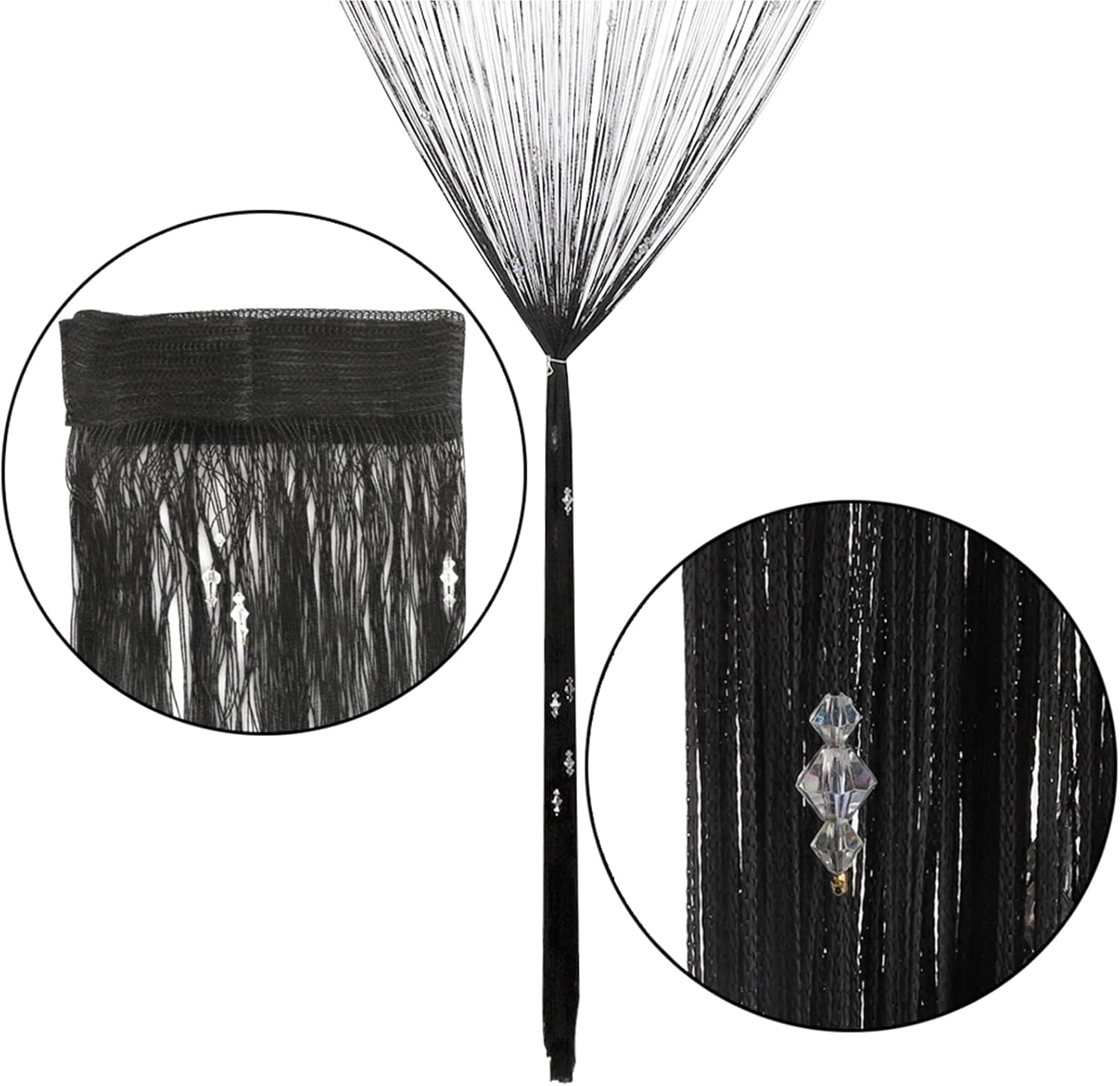Greenwish Black Beads Curtain with Tassels