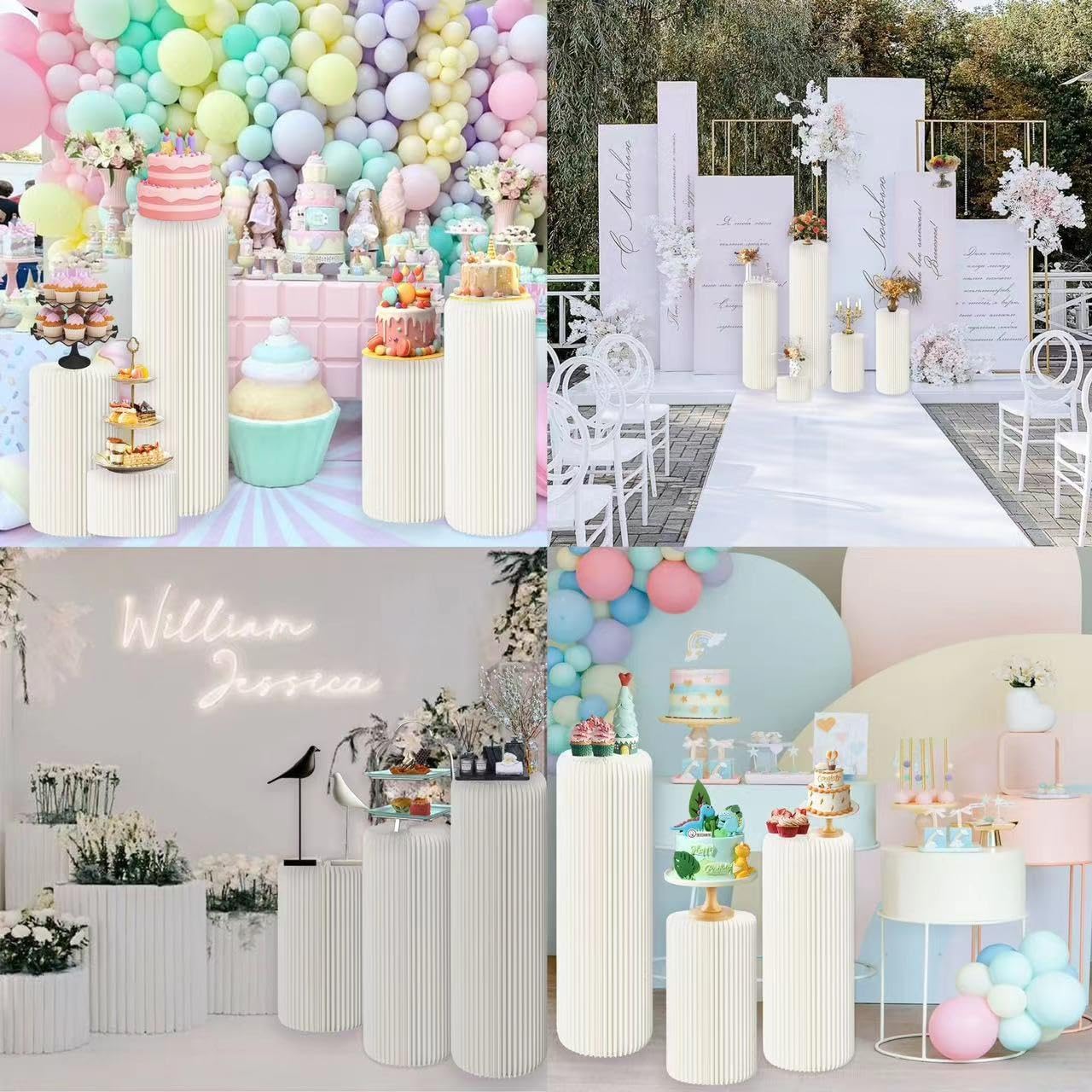 5 Pcs Foldable Cylinder Pedestal Stand for Party Decor