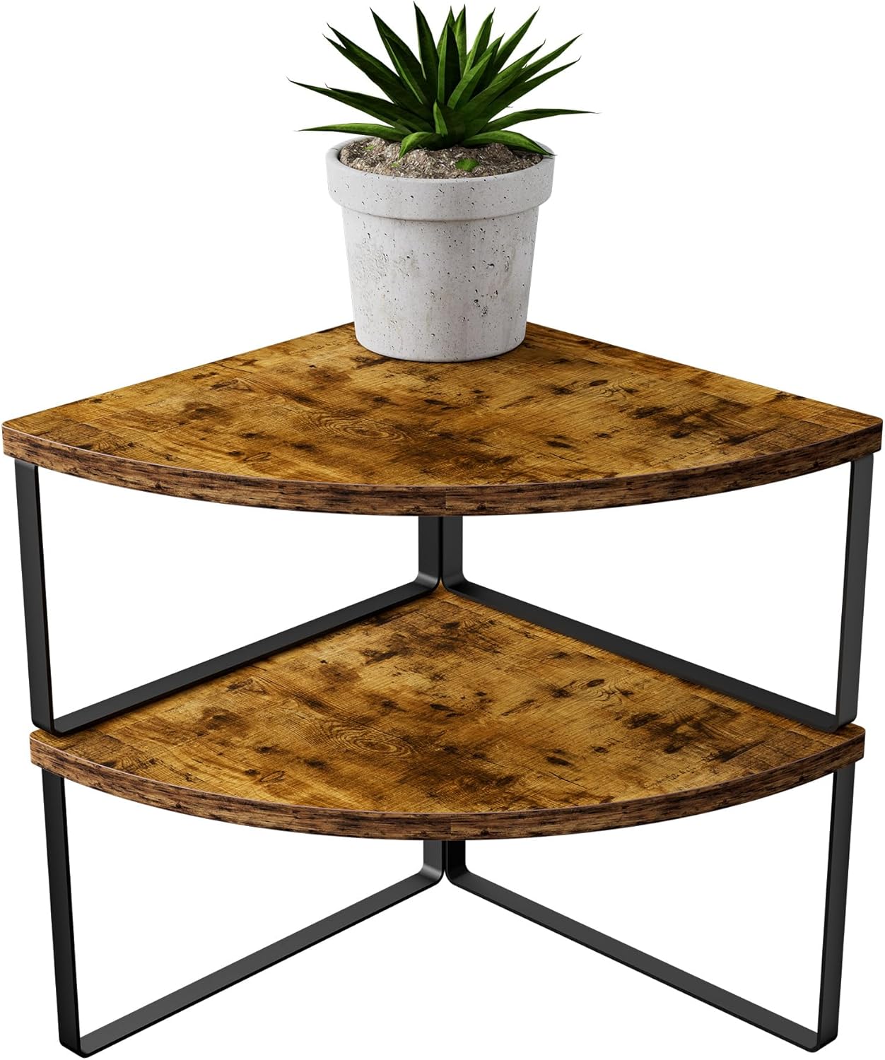 Golener Corner Shelf Countertop Organizer Set of 2 Rustic Brown