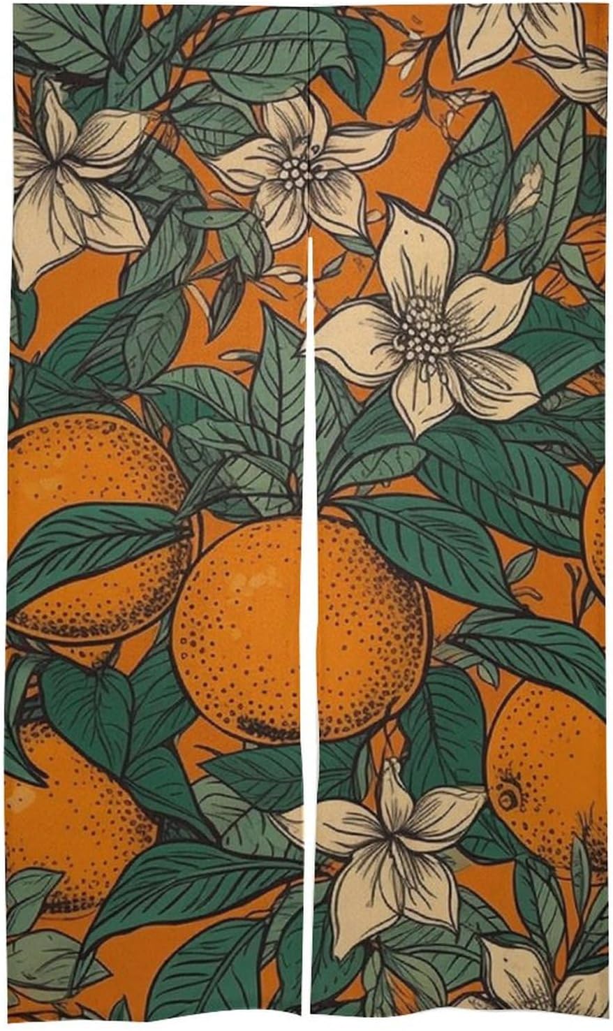 Japanese Noren Orange Pattern Door Curtain 34x57 Inch