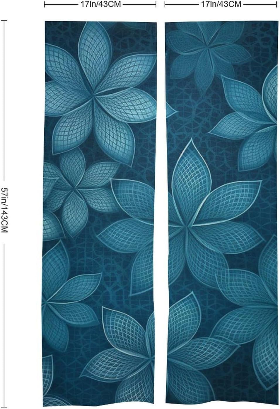 Japanese Noren Door Curtain with Grid Flowers Design