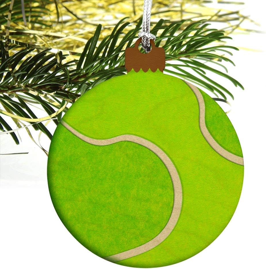 Tennis Ball Wood Christmas Tree Holiday Ornament