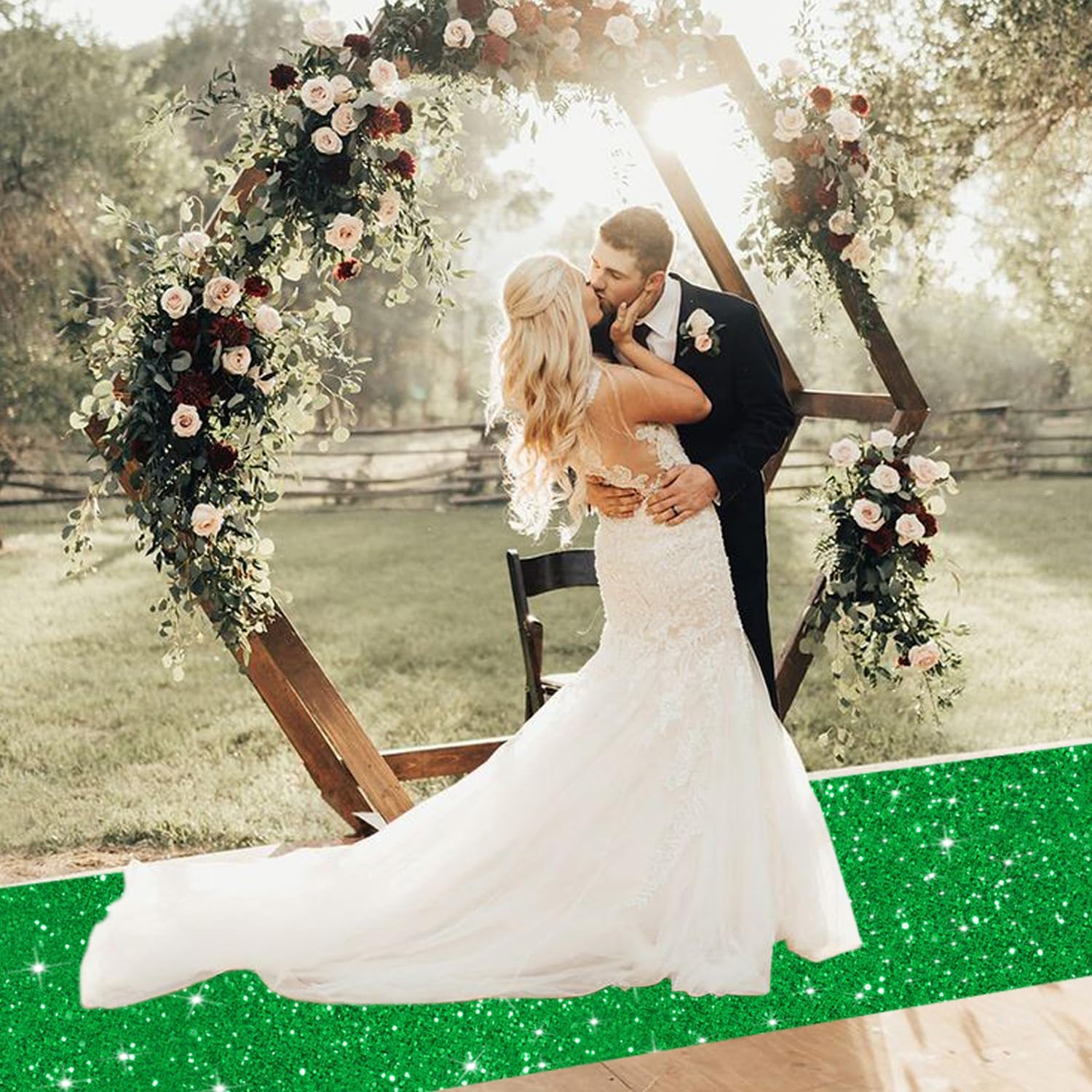 Glitter Green Carpet Runner 2ft x 15ft for Wedding and Events