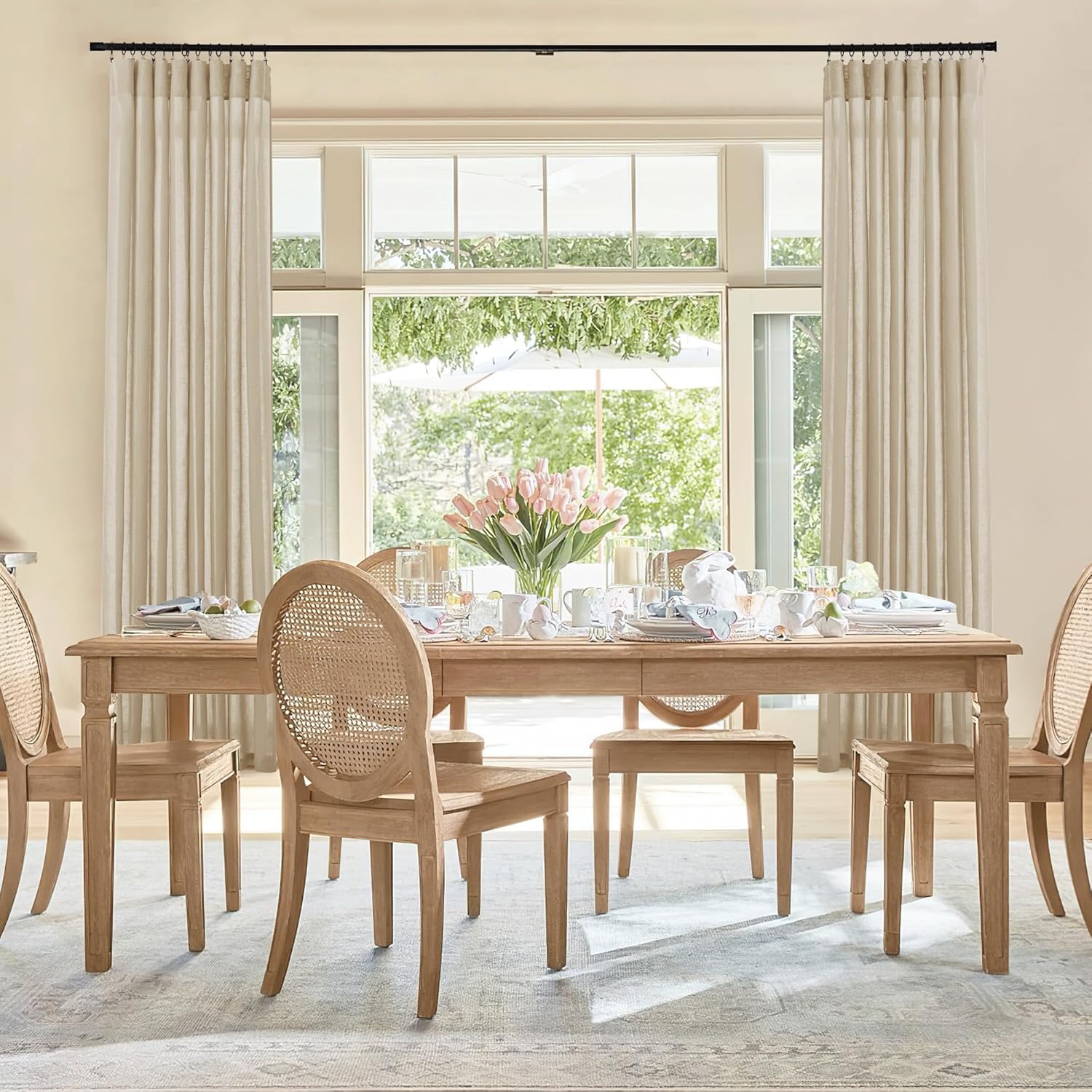 RYB HOME Taupe Sheer Curtains - Flax Linen Blend 70x84 inch 2 Pcs