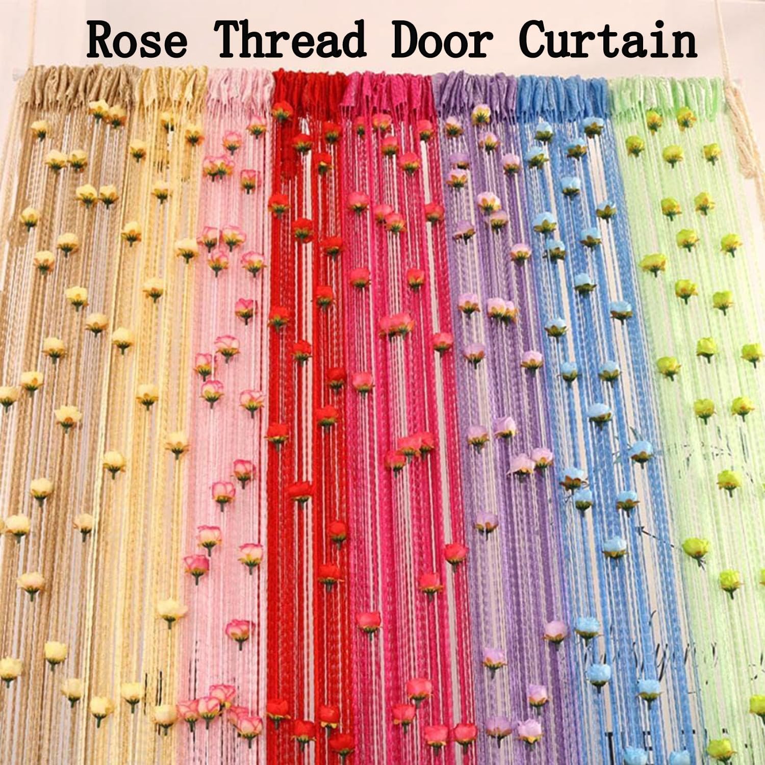 RJDJ Rose Thread Door Curtain in Blue