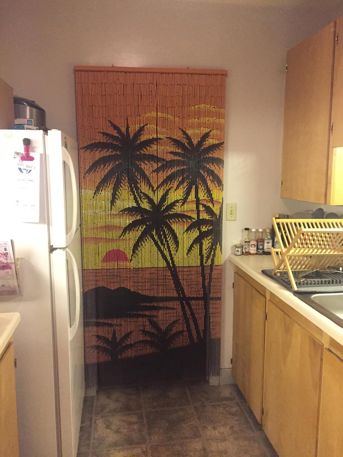 Beaded Curtain 125 String Tropical Palm Trees 36x79