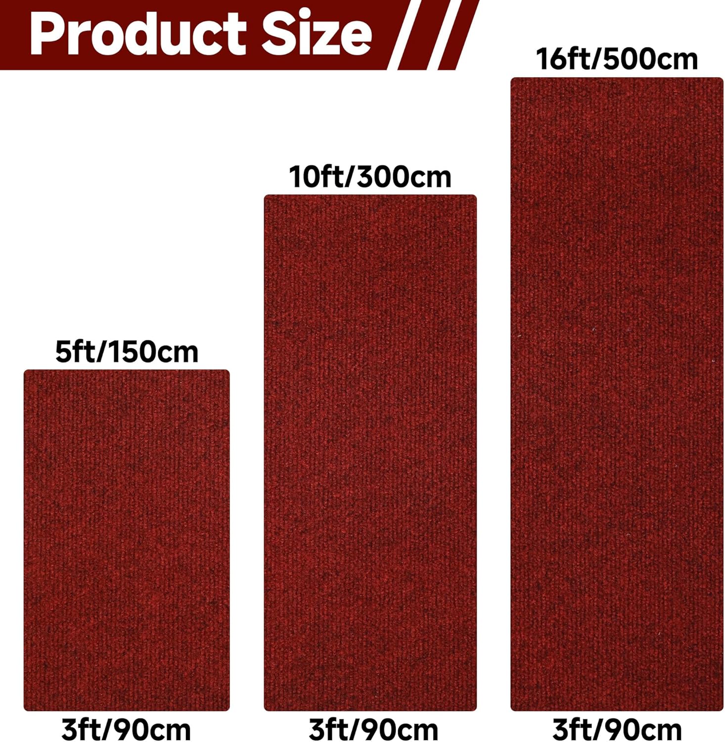 Red Runner Rug 3x5ft Waterproof Non-Slip Doormat