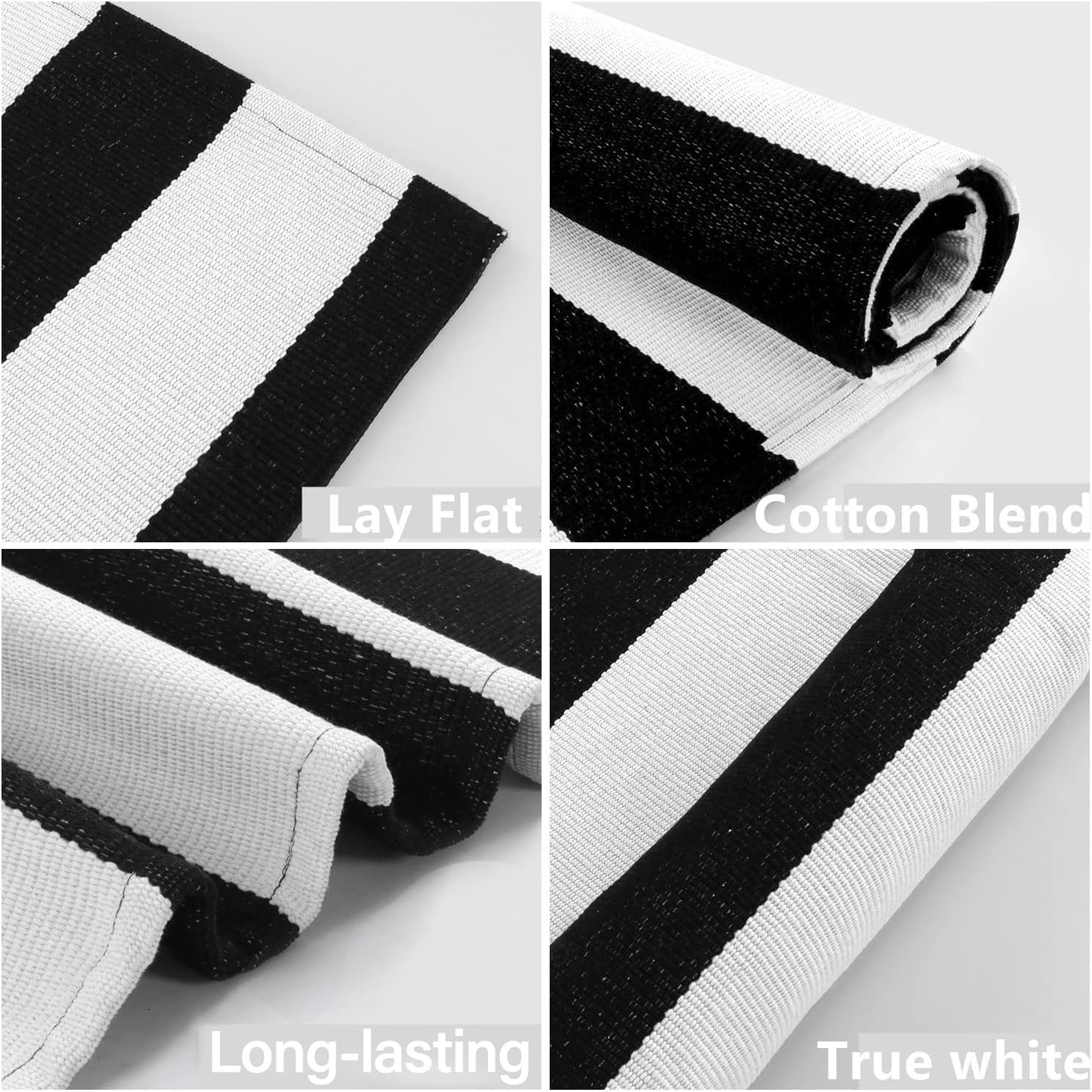 Seavish Black and White Striped Rug 236 x 354 Inch