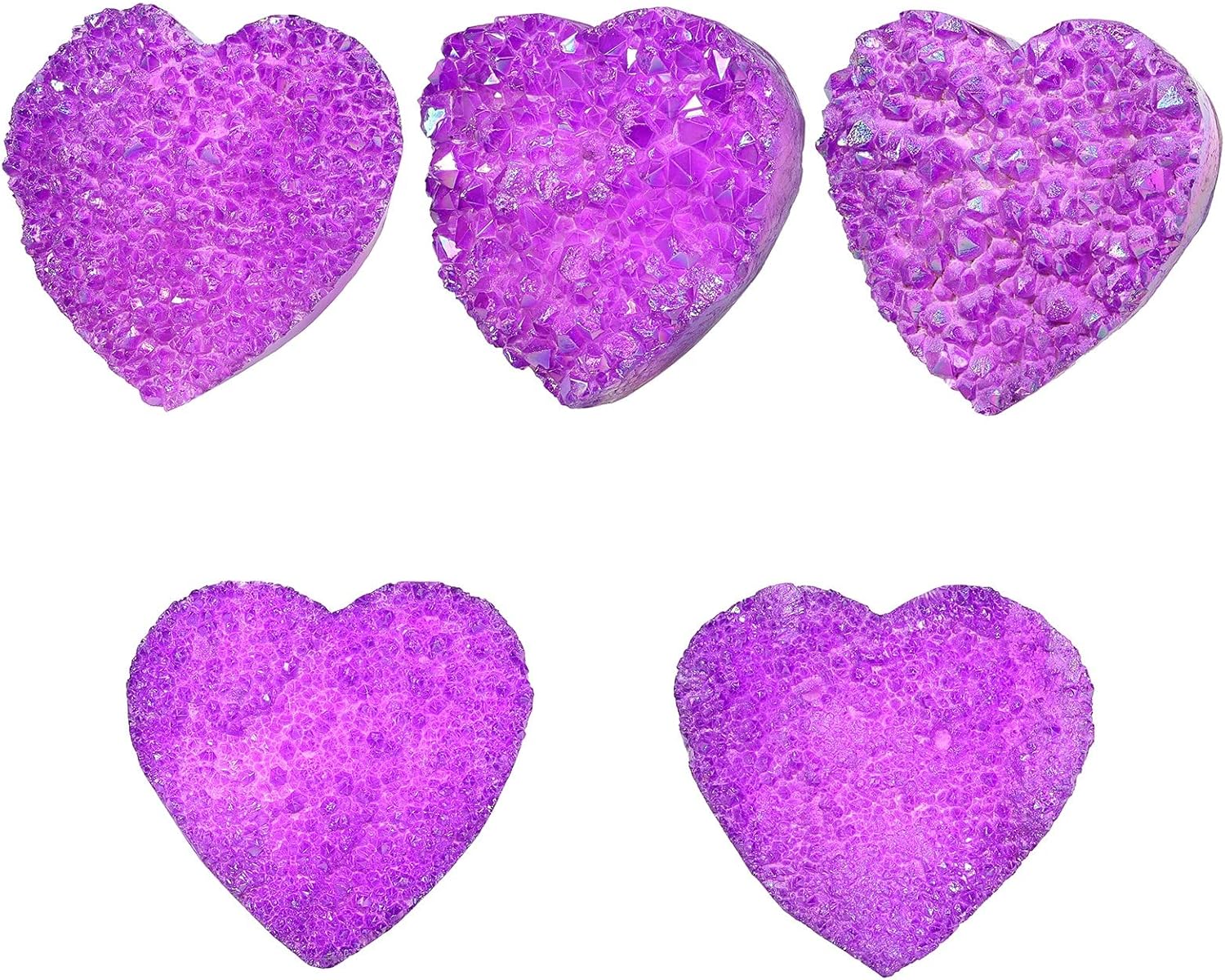 Amogeeli Heart Shaped Rock Crystal Cluster with Stand Purple