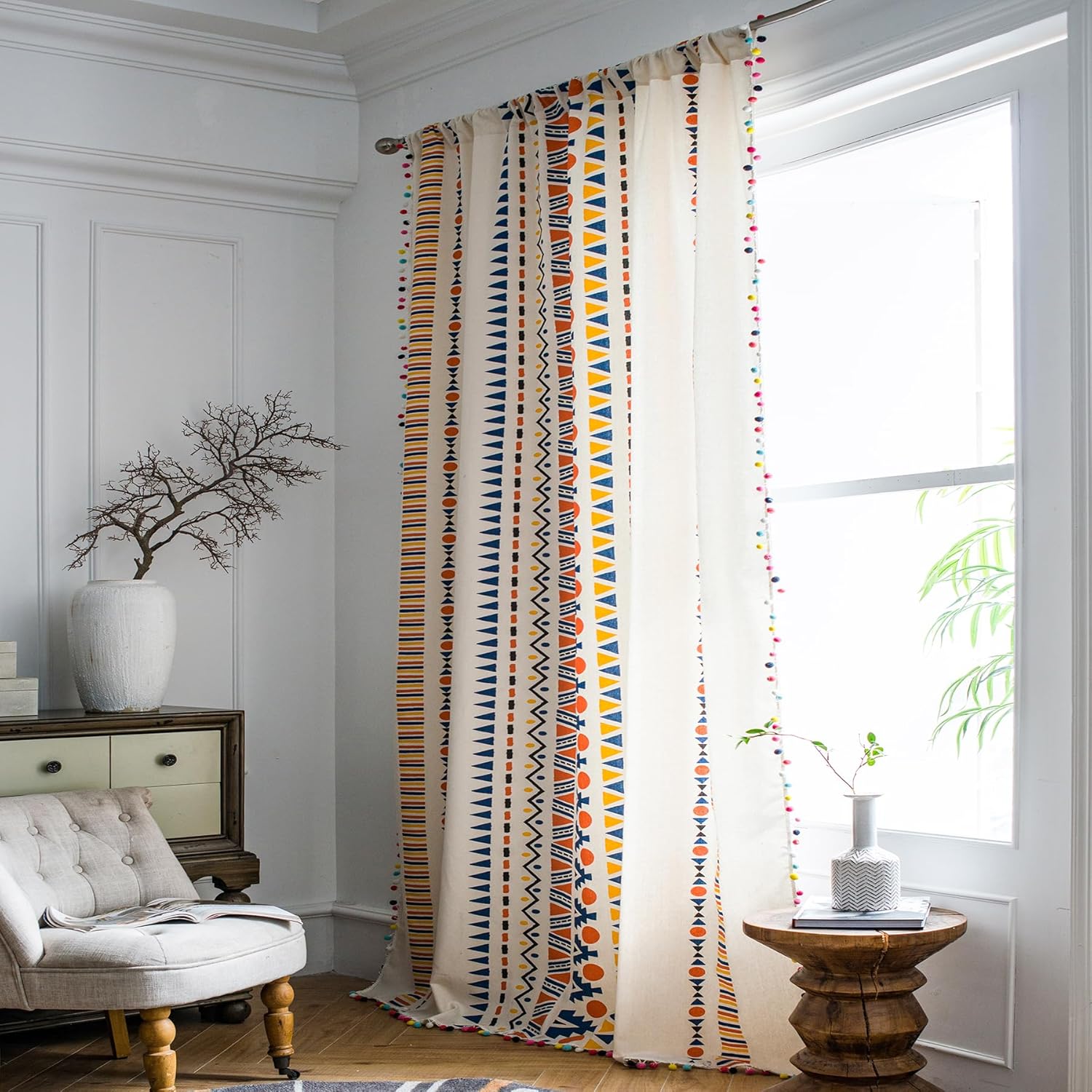 VOGOL Modern Boho Curtains 28x84 1 Pack
