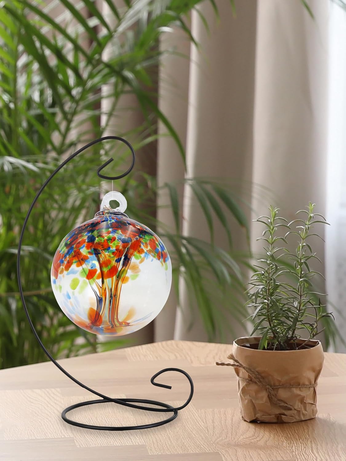 Dale Tiffany Rainbow Tree of Life Gazing Ball 4 Diameter with Hanging Stand