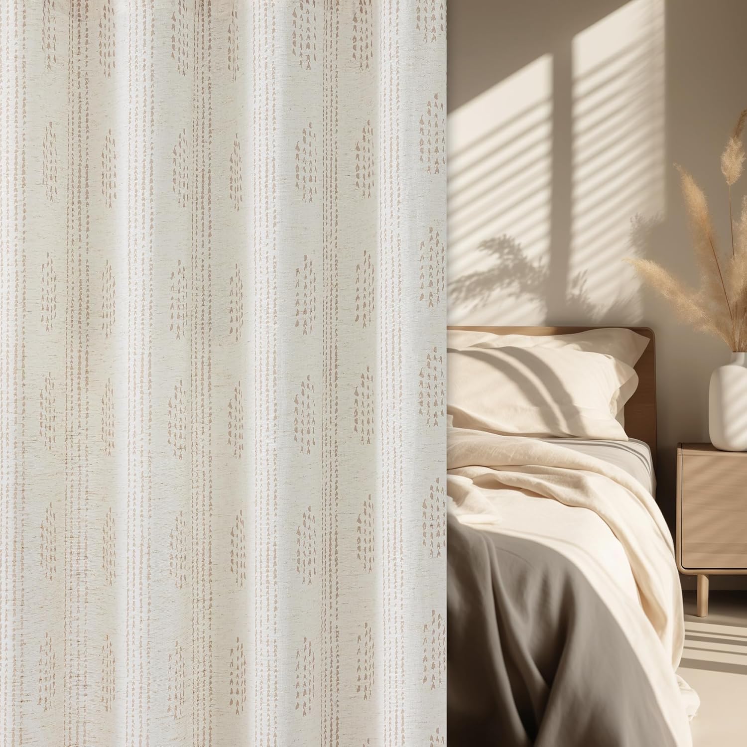 Boho Linen Curtains 84 Inches Long 2 Panels