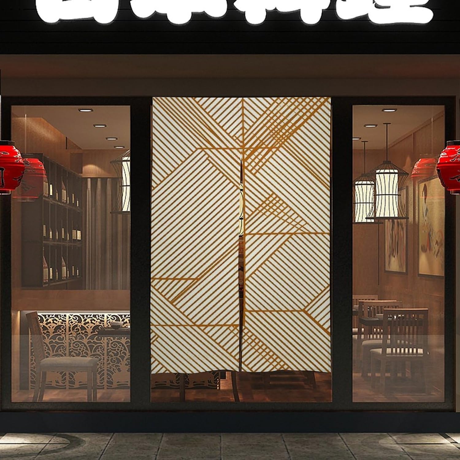 Japanese Noren Door Curtain with Gold Thread Pattern