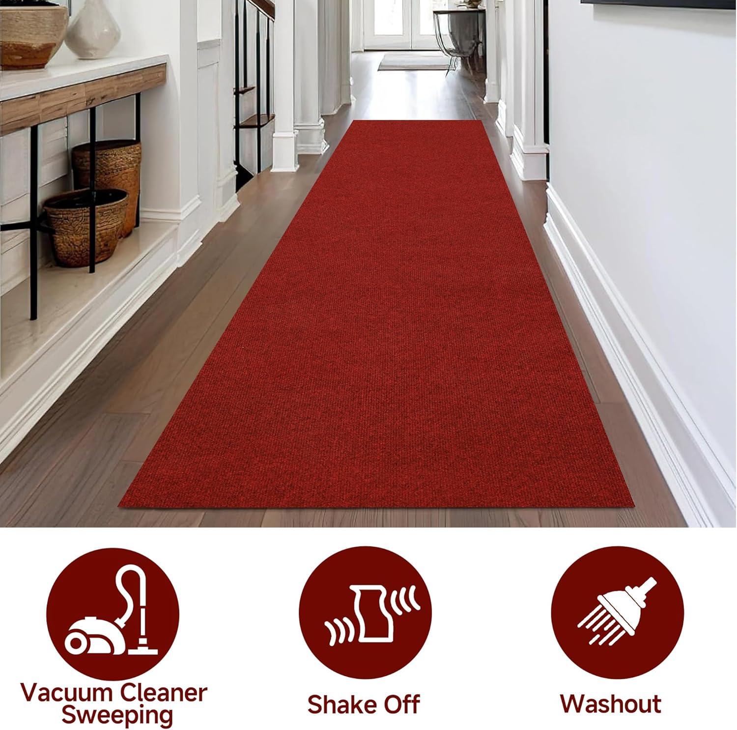 Red Runner Rug 3x5ft Waterproof Non-Slip Doormat