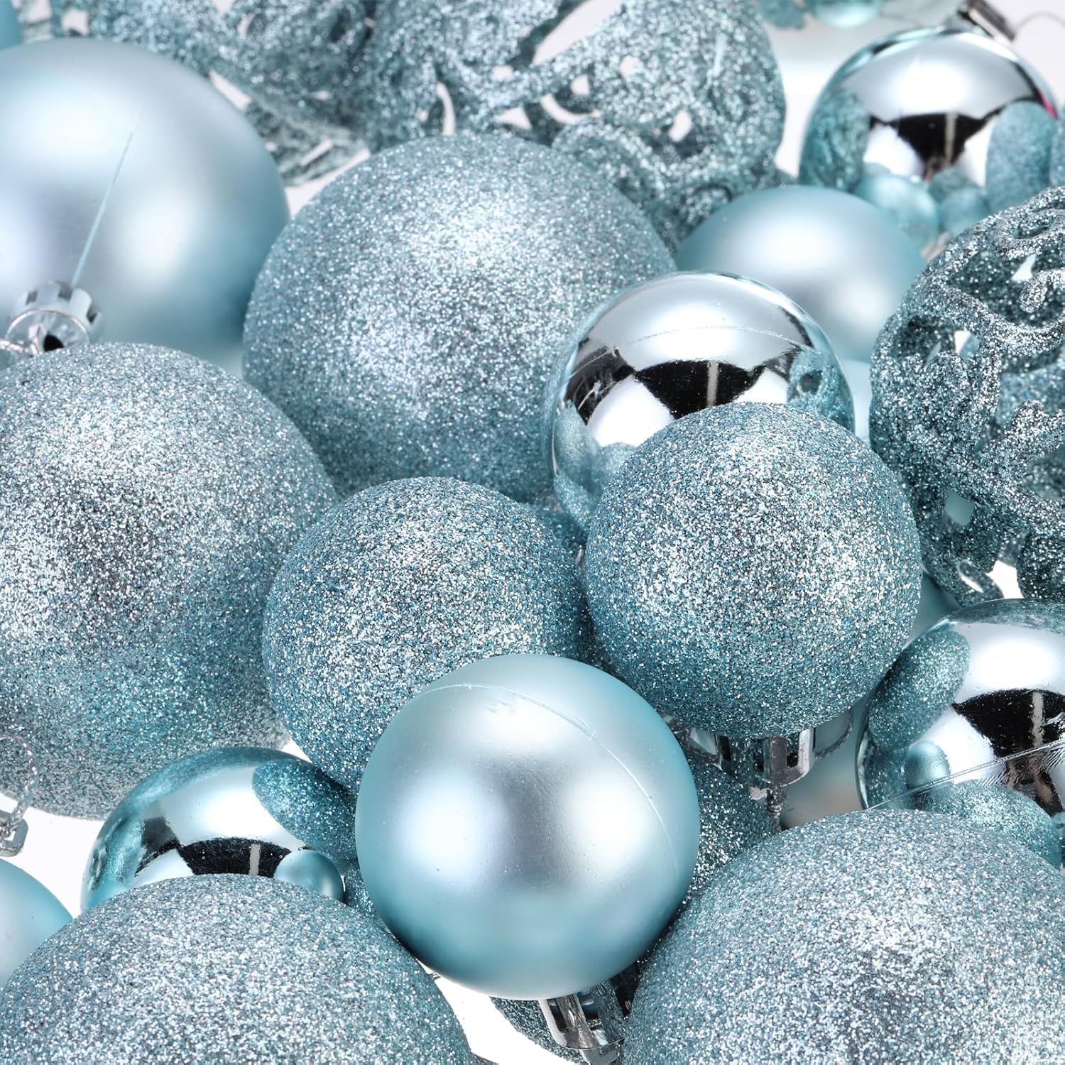 MECCANIXITY 100Pcs Shatterproof Christmas Tree Balls Lake Blue White