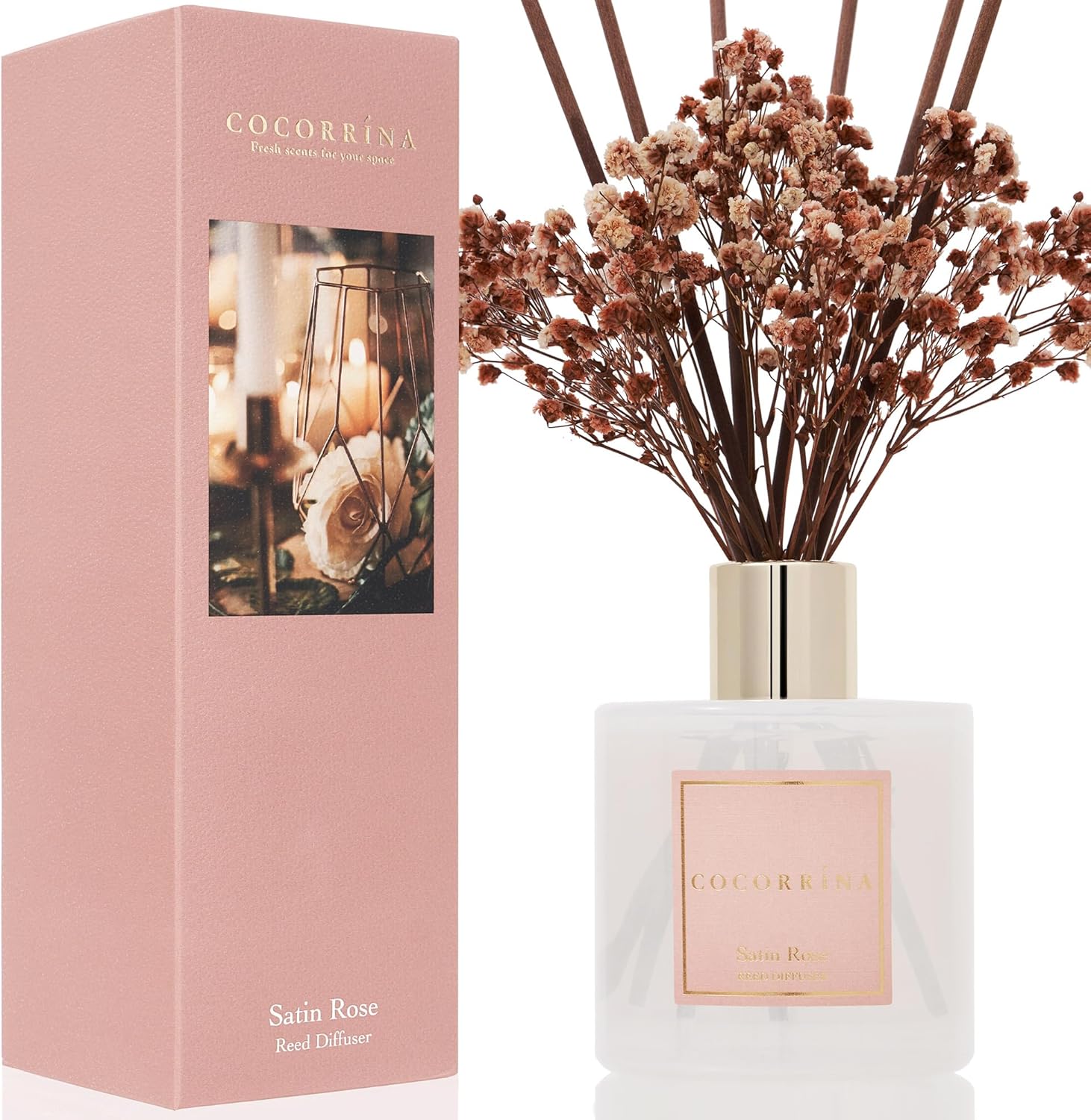 Cocorrna Satin Rose Reed Diffuser Set