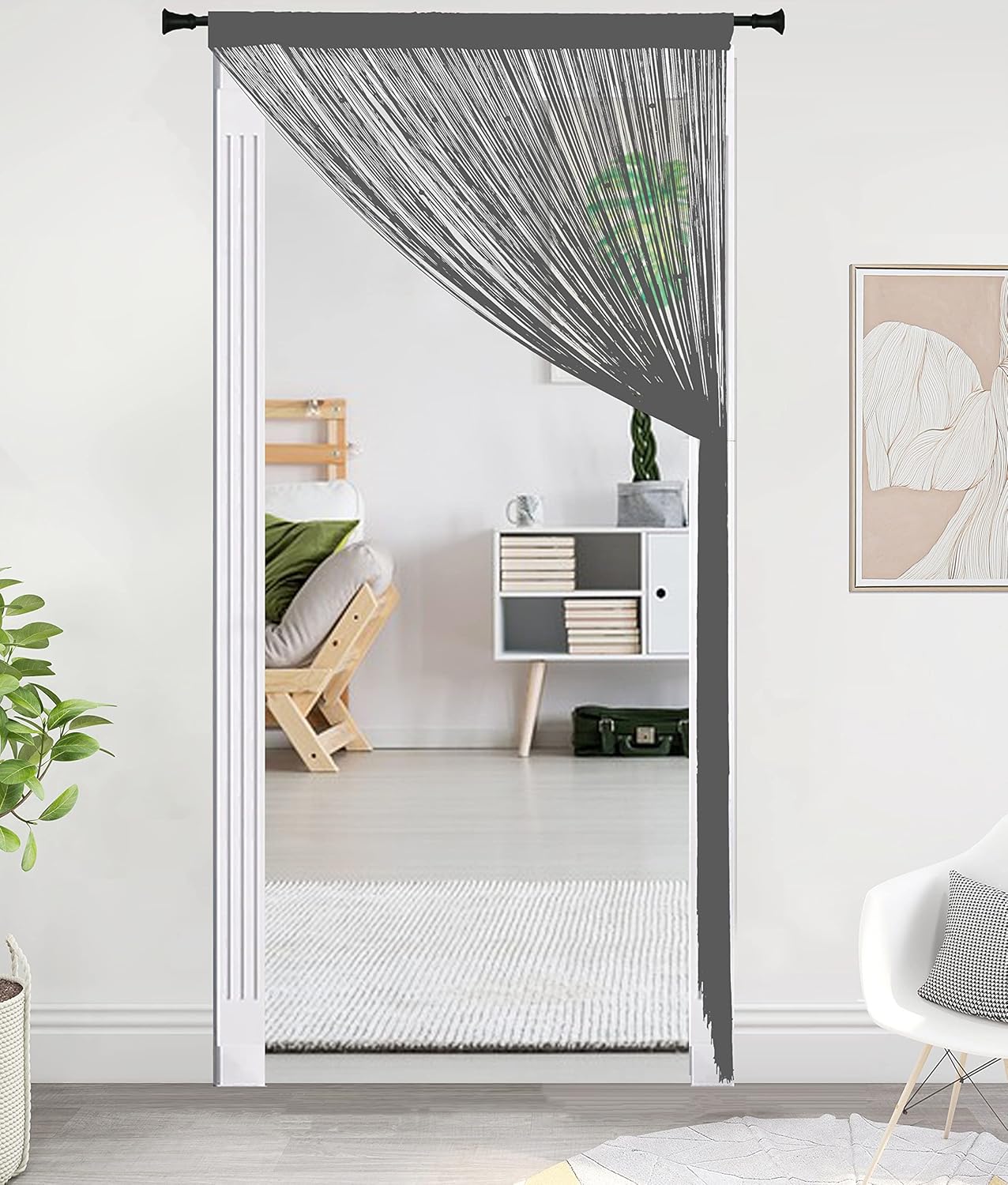 Beads Curtain Door String Curtains Grey 39x110in