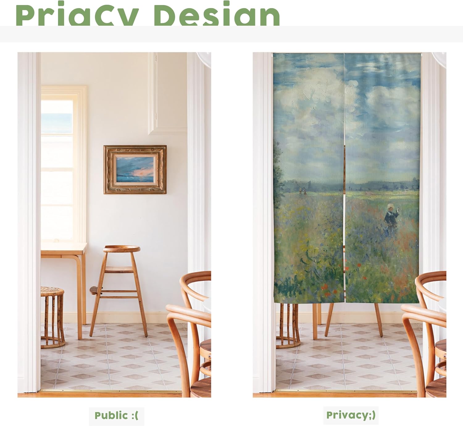 Japanese Noren Artistic Oil Painting Room Divider Curtain
