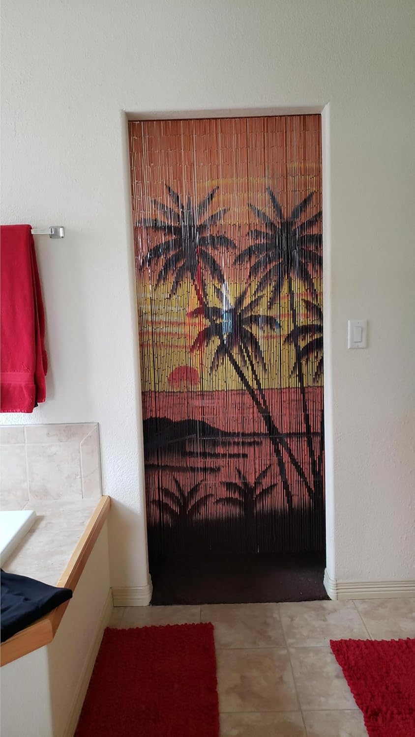 Beaded Curtain 125 String Tropical Palm Trees 36x79