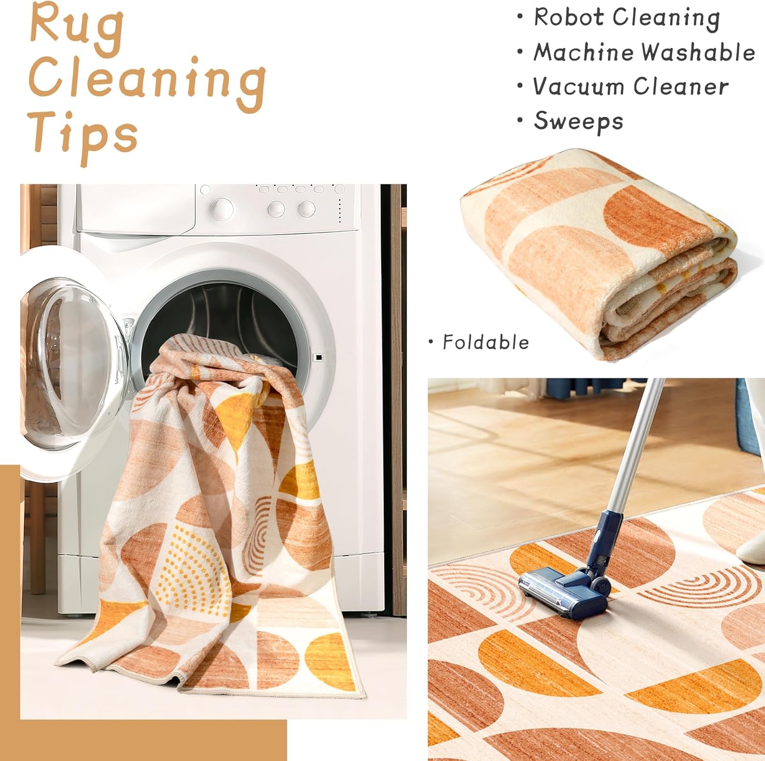 MUJOO Boho 2x3 Area Rug Washable Non Slip