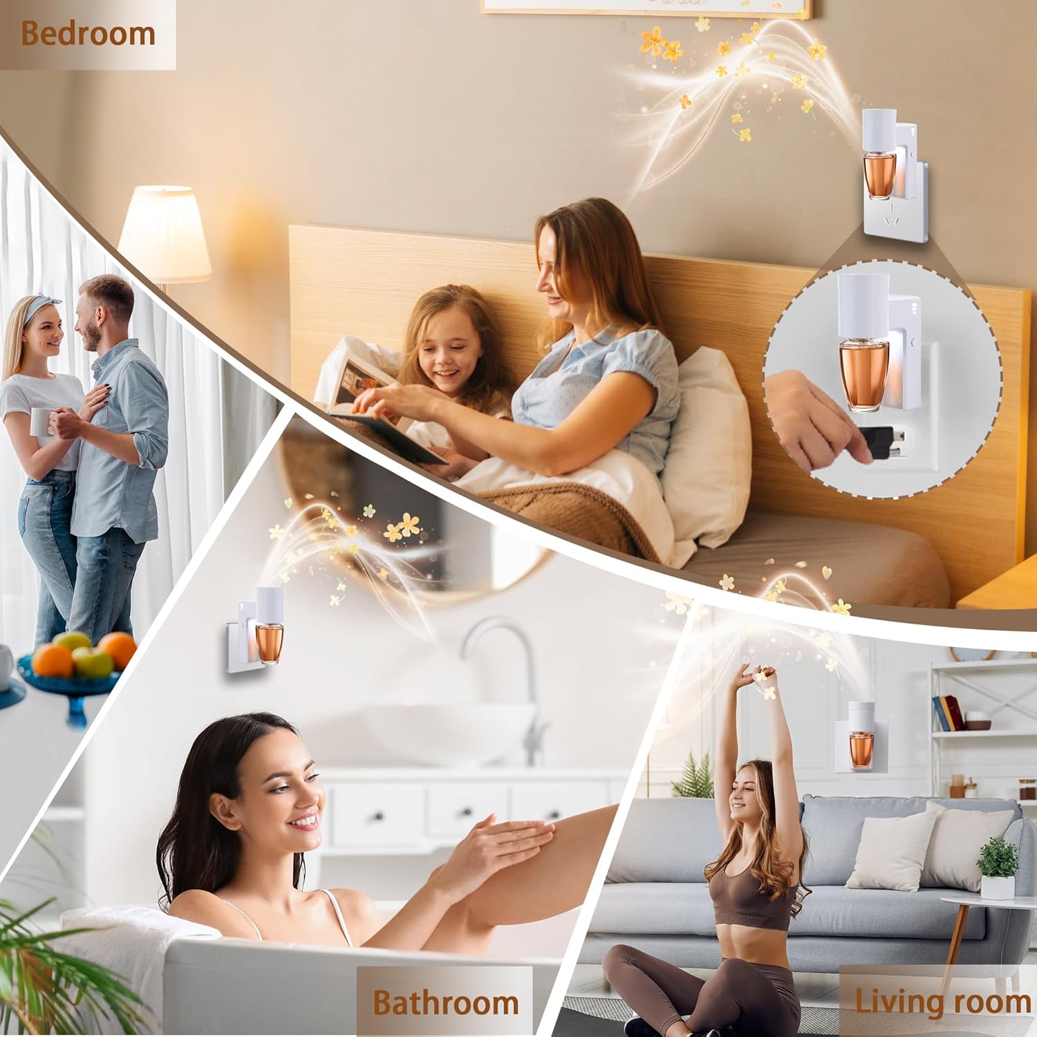2 Pcs Wall Fragrance Plug In with Night Light and 3-Speed Diffuser