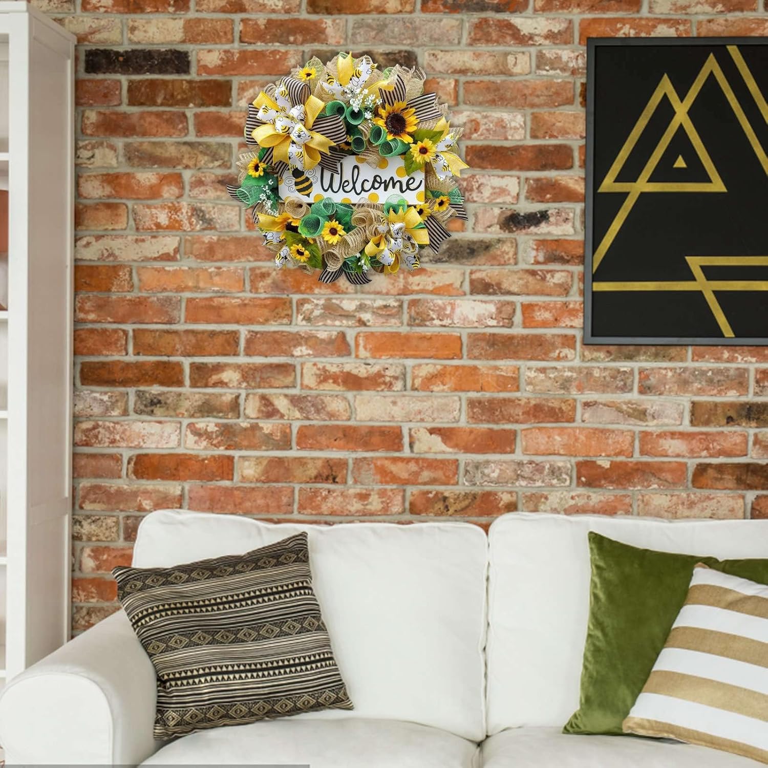 Summer Bee Wreath for Front Door Decor