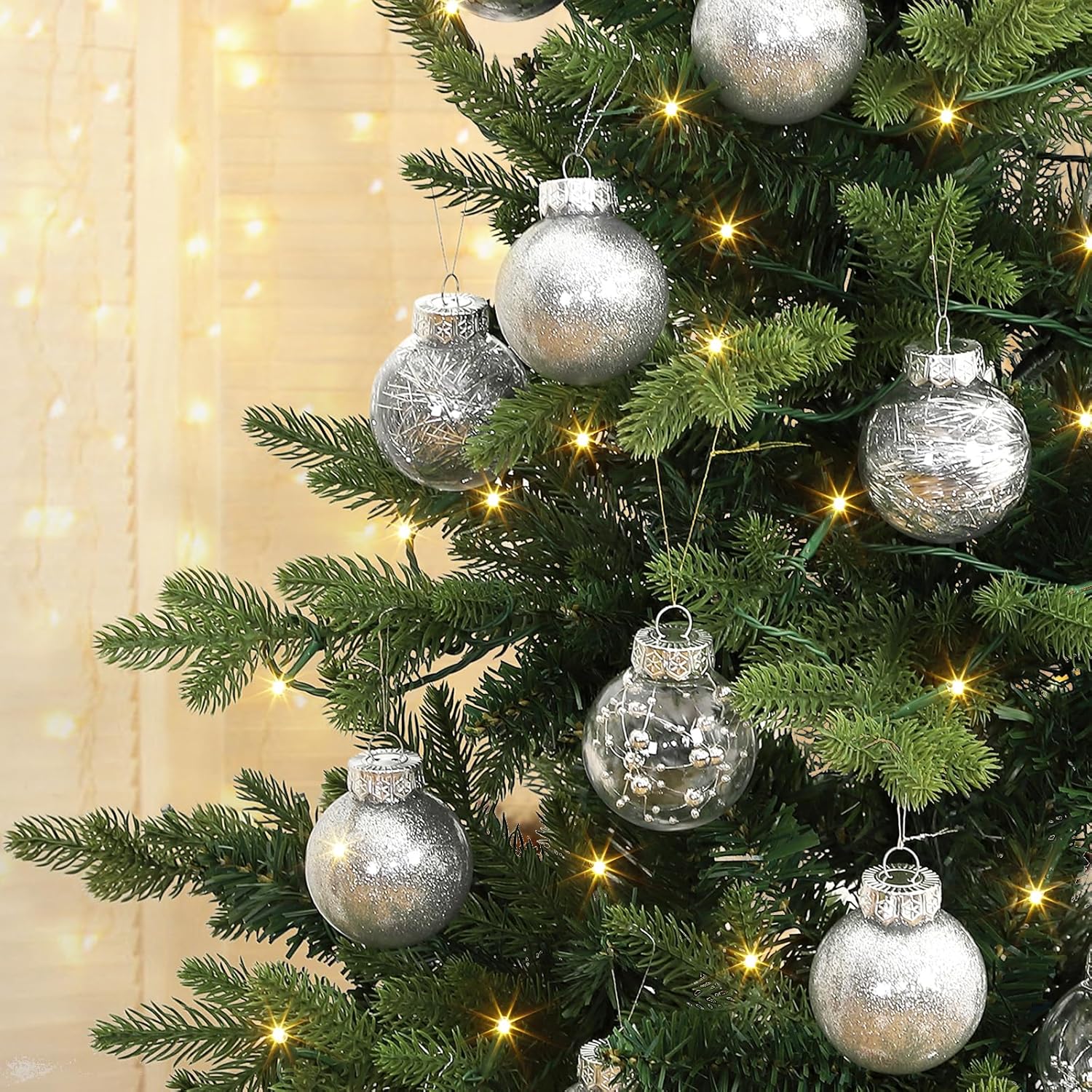 Garvee 30 Pcs Shatterproof Silver Christmas Balls