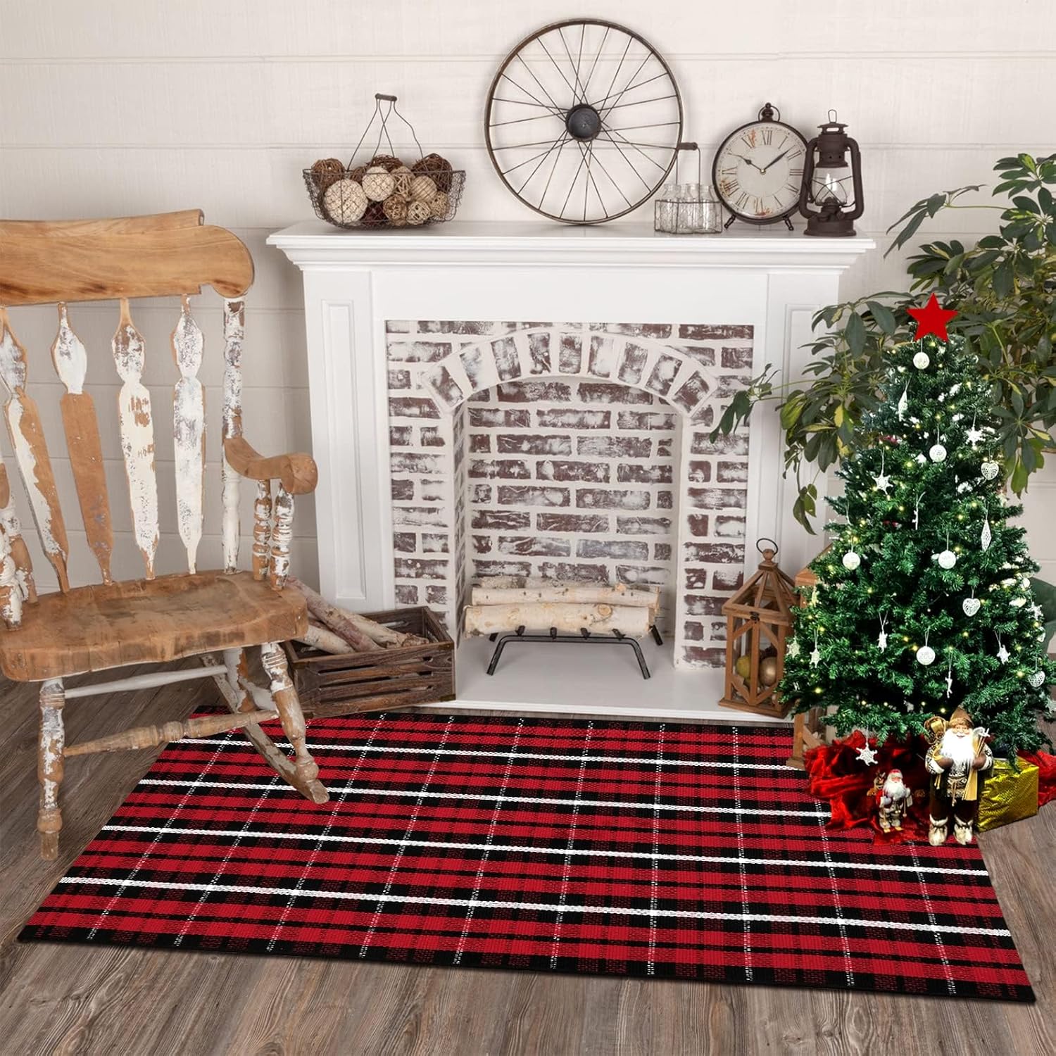 OJIA Christmas Front Door Mat 2X43 Red Buffalo Plaid