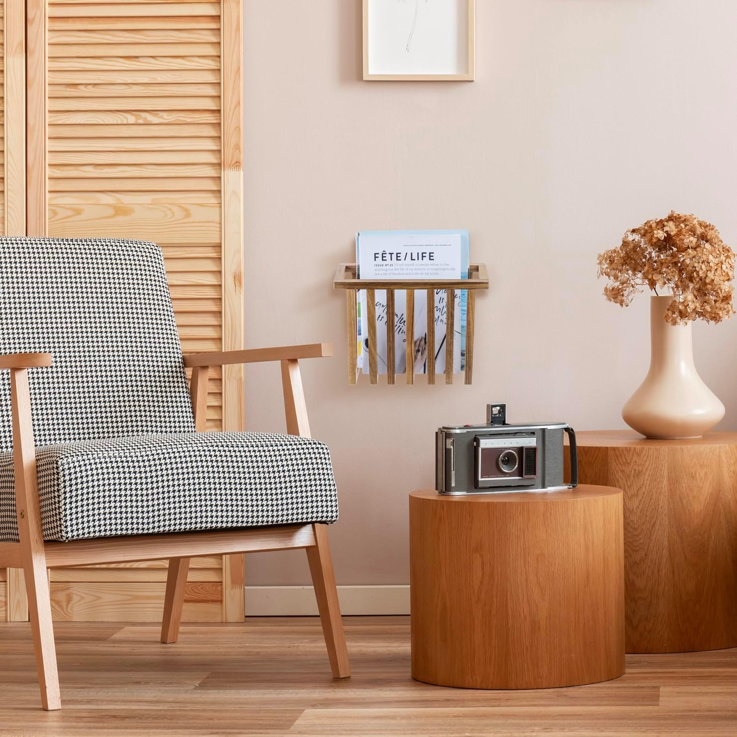 MyGift 11 Inch Acacia Wood Magazine Rack and File Holder