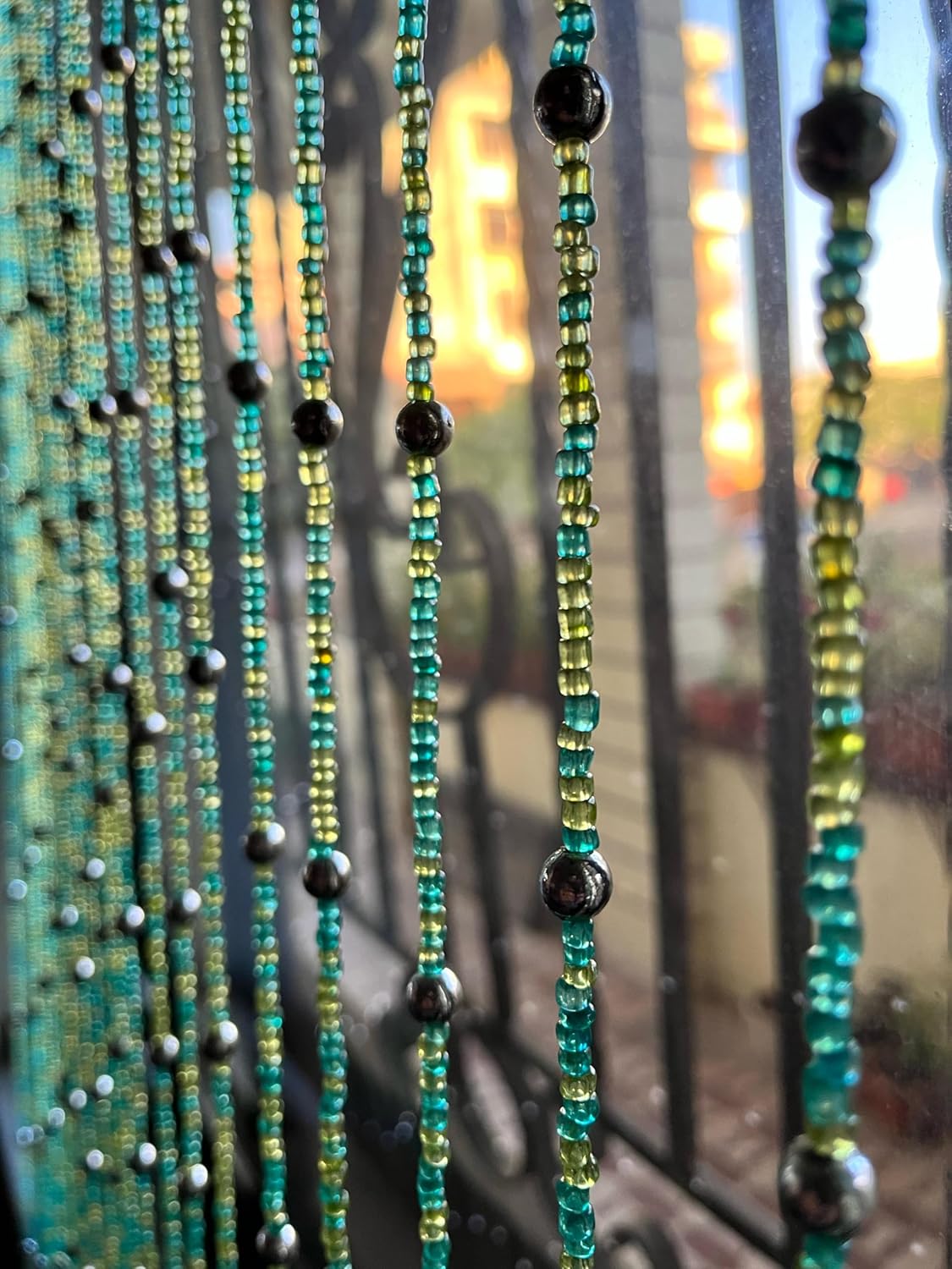Bohemian Hippy Beaded Curtain 76 Inch Green