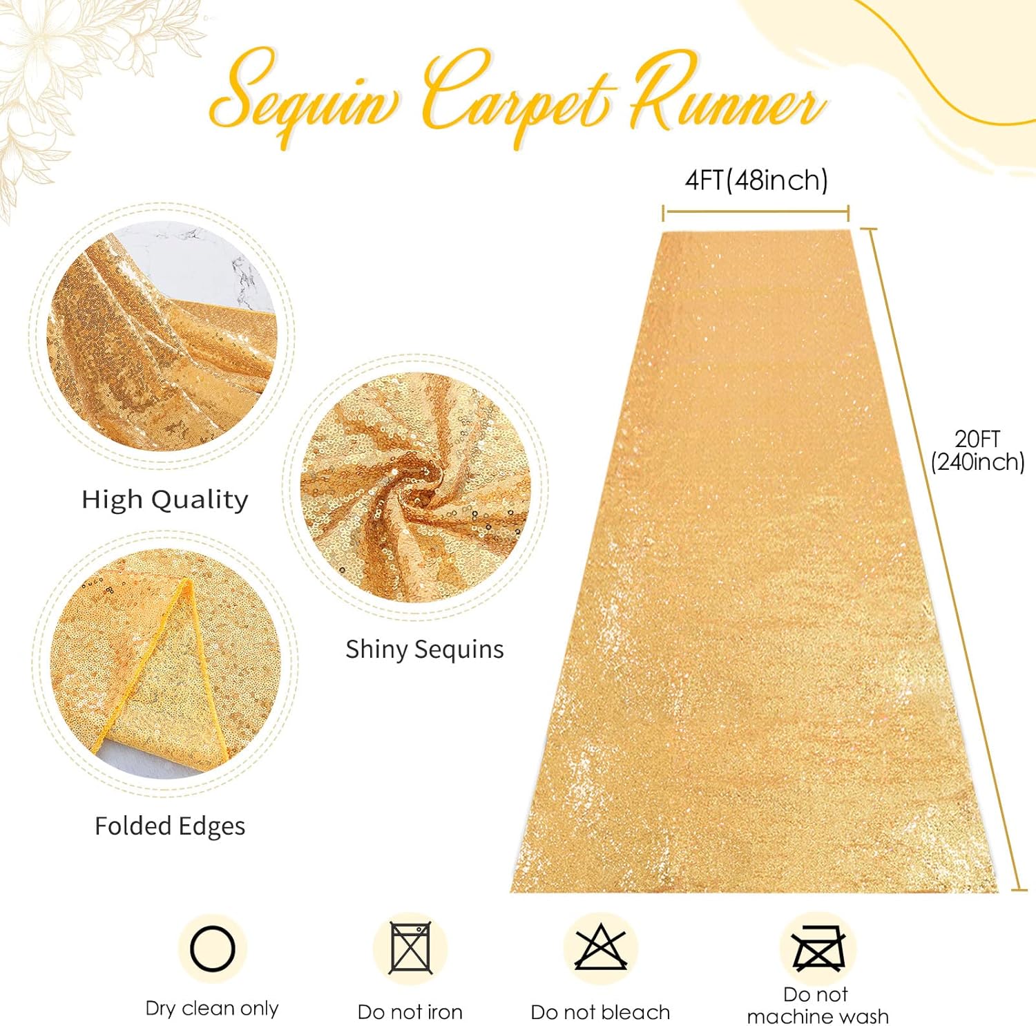 B-COOL Gold Sequin Aisle Runner 4ft x 20ft