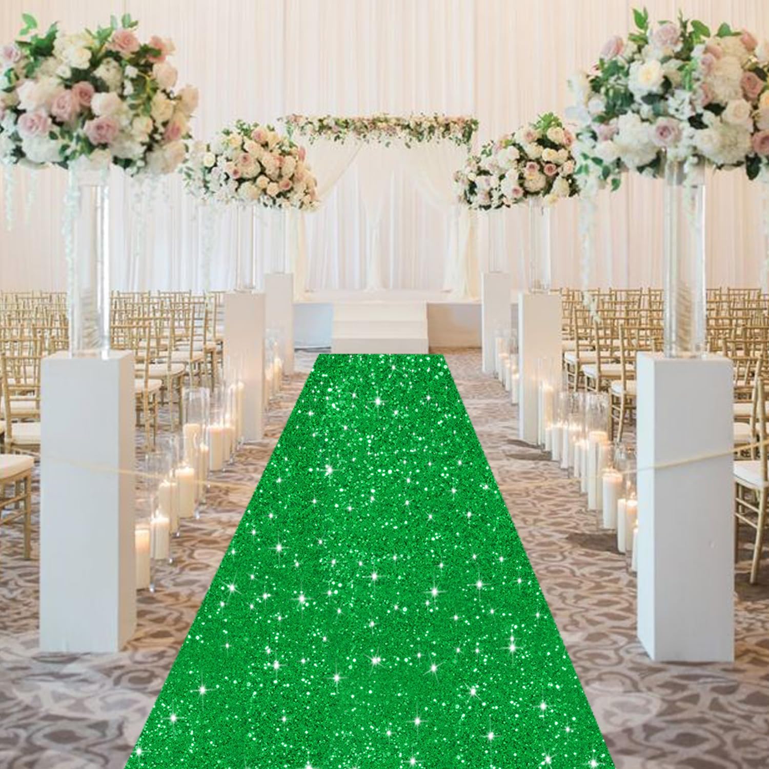 Glitter Green Carpet Runner 2ft x 15ft for Wedding and Events