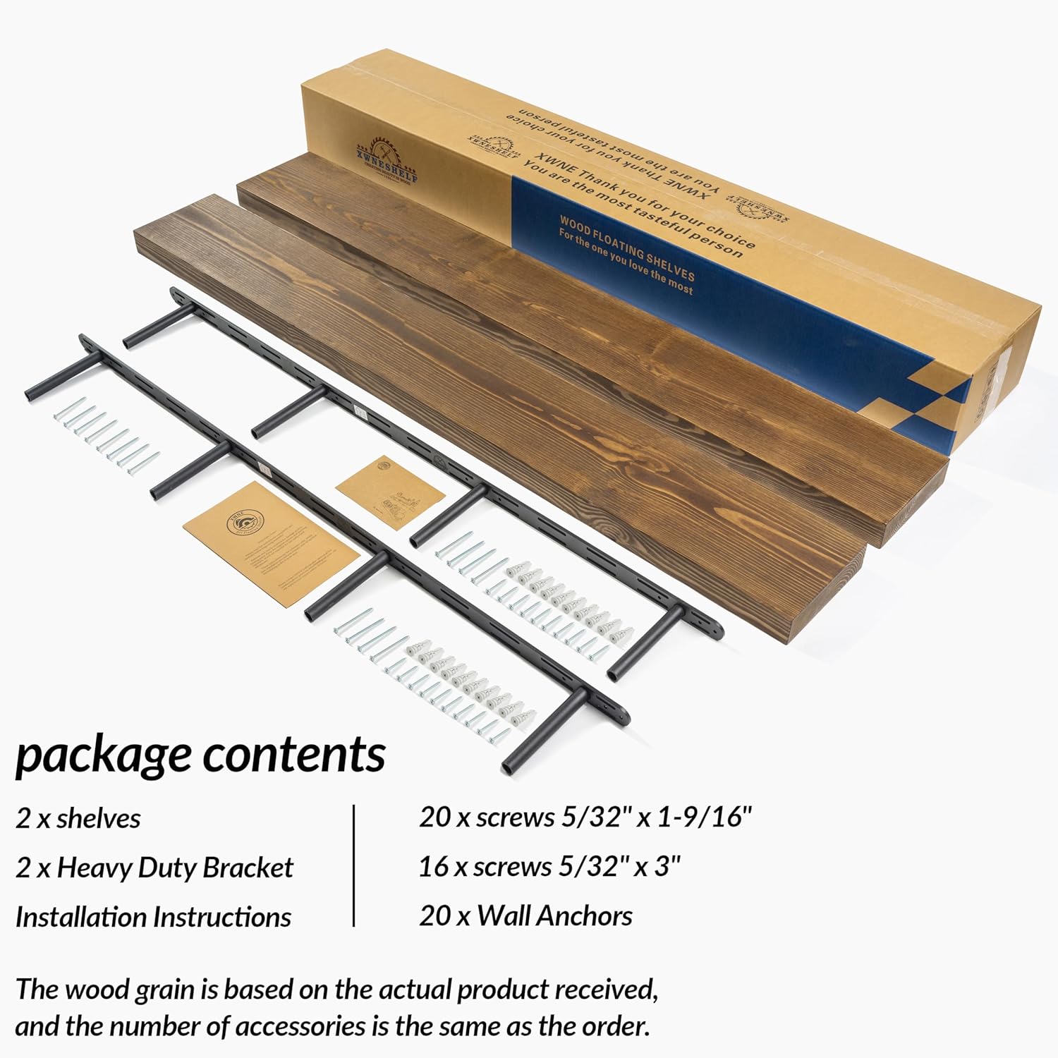 Rustic Floating Shelves 60 Inch Long Set of 2 Heavy Duty Wood