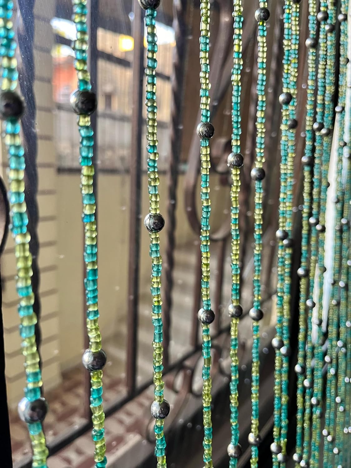 Bohemian Hippy Beaded Curtain 76 Inch Green