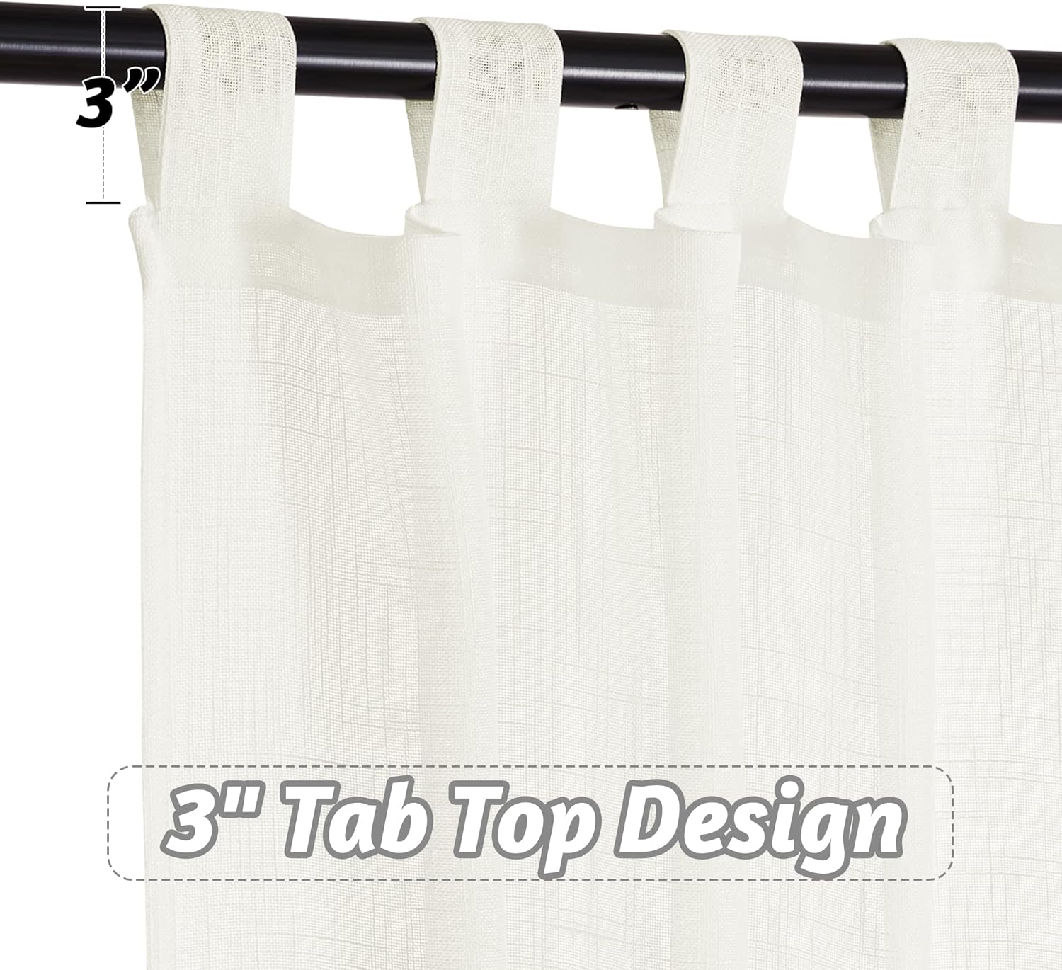 RYB HOME Natural Sheer Curtains 84 Inch Long Linen Textured