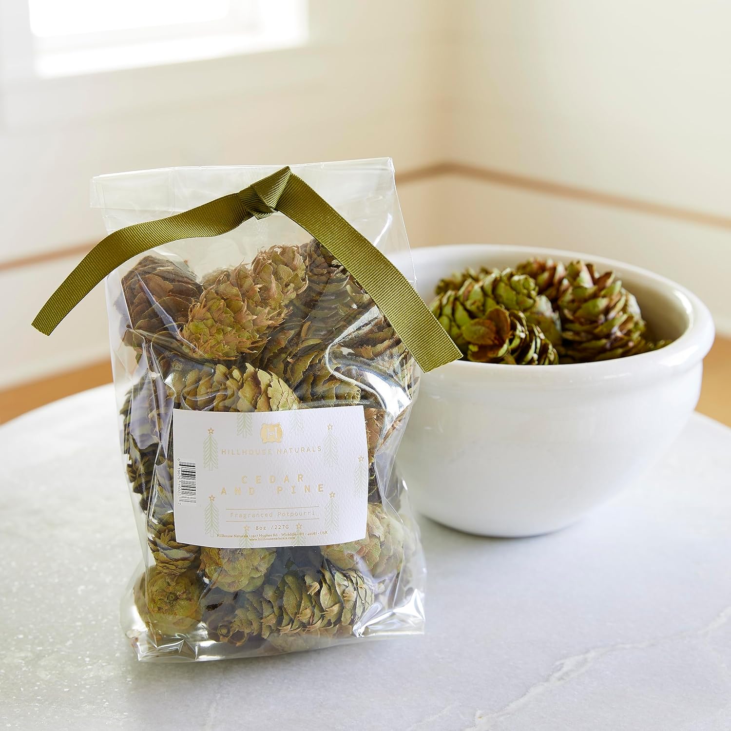 Hillhouse Naturals Cedar Pine 8oz Potpourri Green Pine Cones